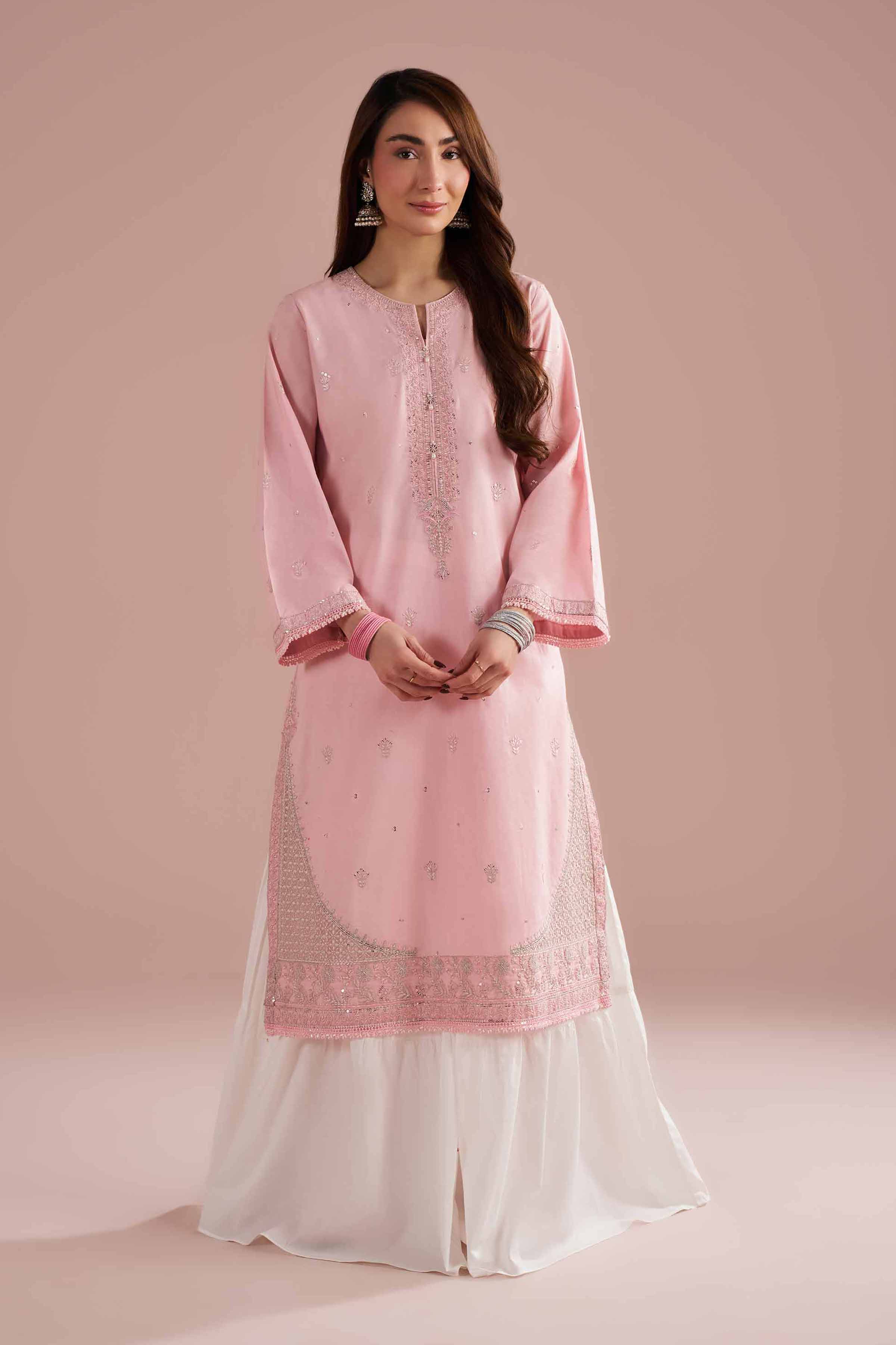 NishatUK - Pink Embroidered Cambric 1-piece ready to wear Shirt
