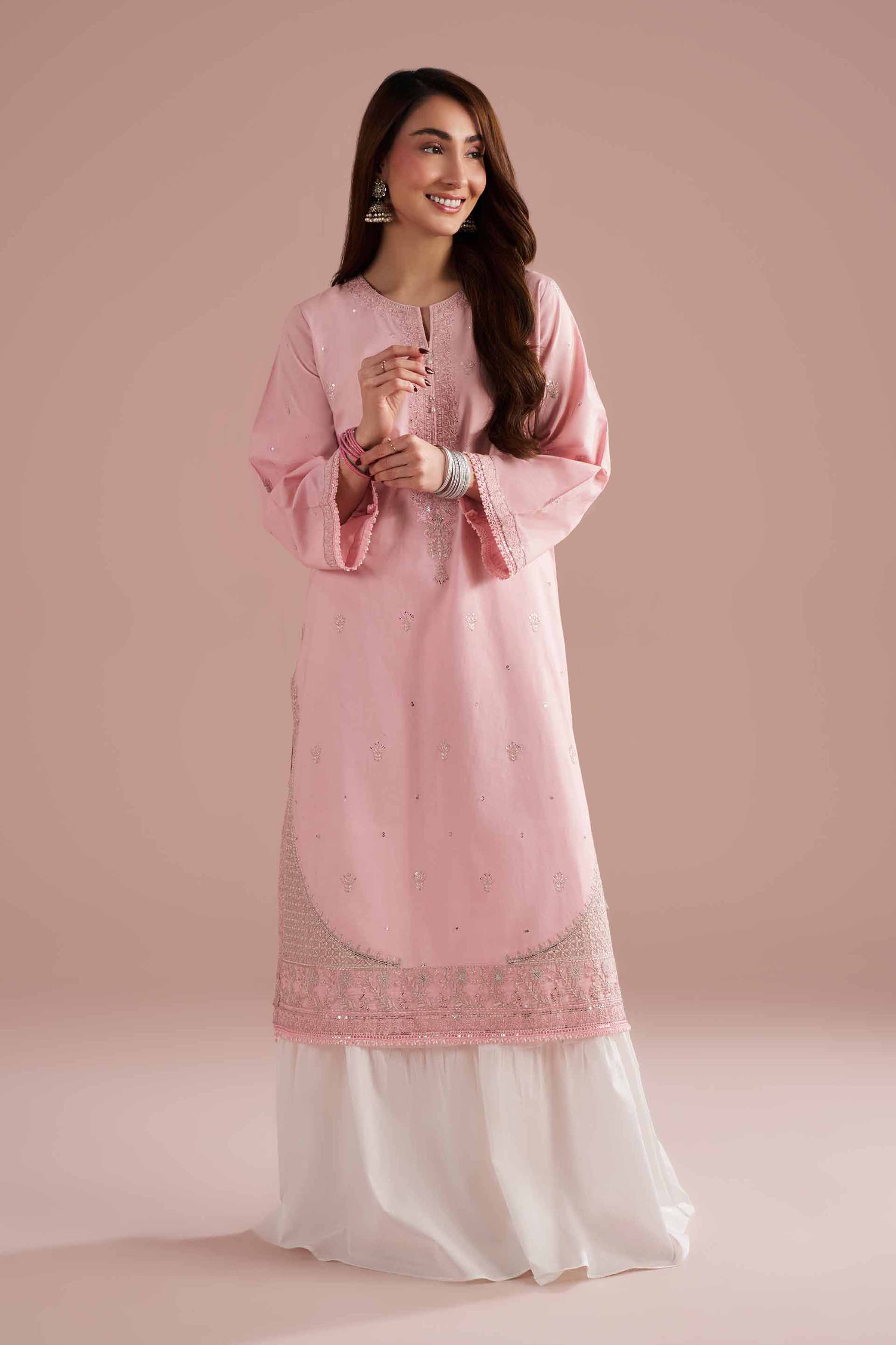 NishatUK - Pink Embroidered Cambric 1-piece ready to wear Shirt