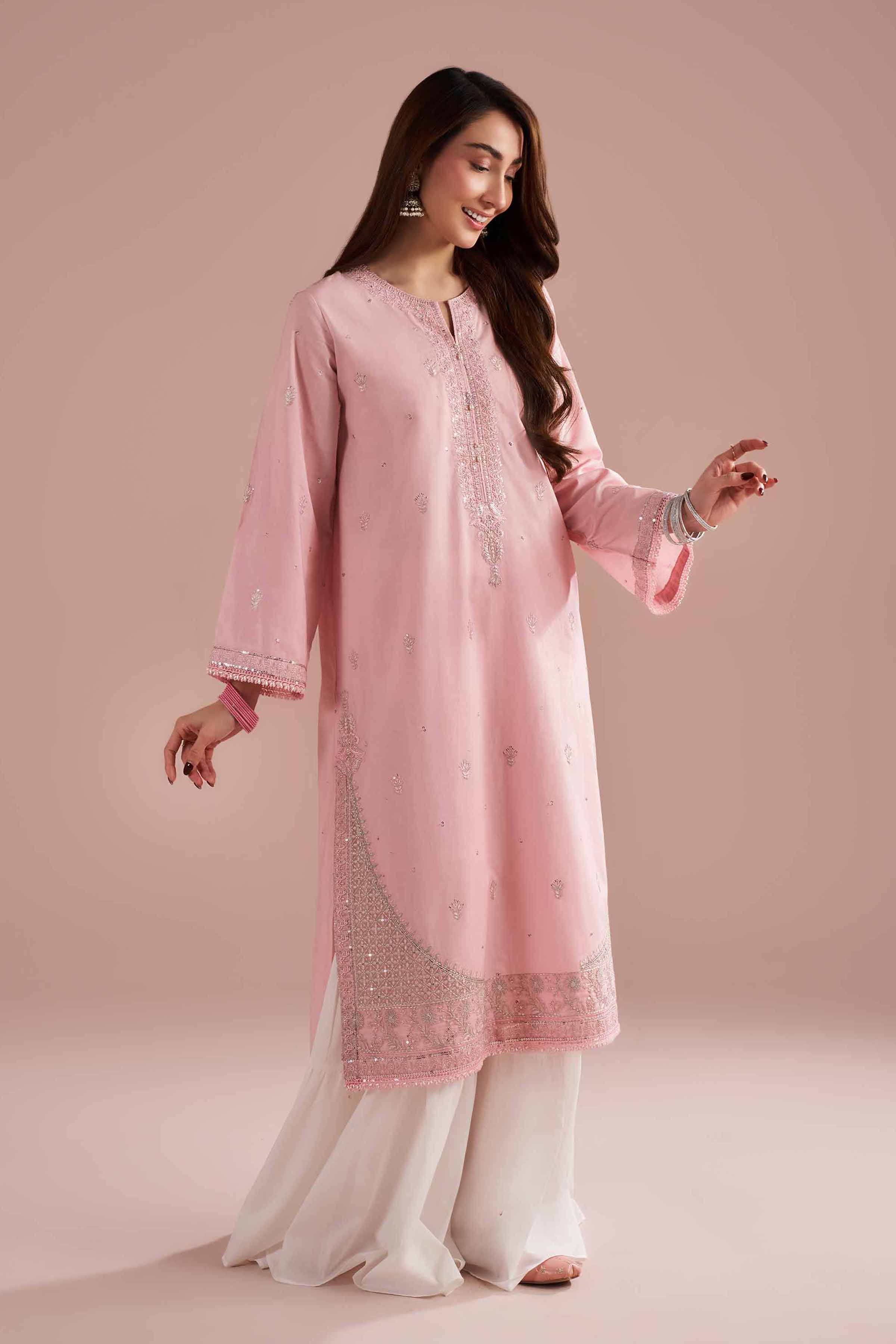 NishatUK - Pink Embroidered Cambric 1-piece ready to wear Shirt