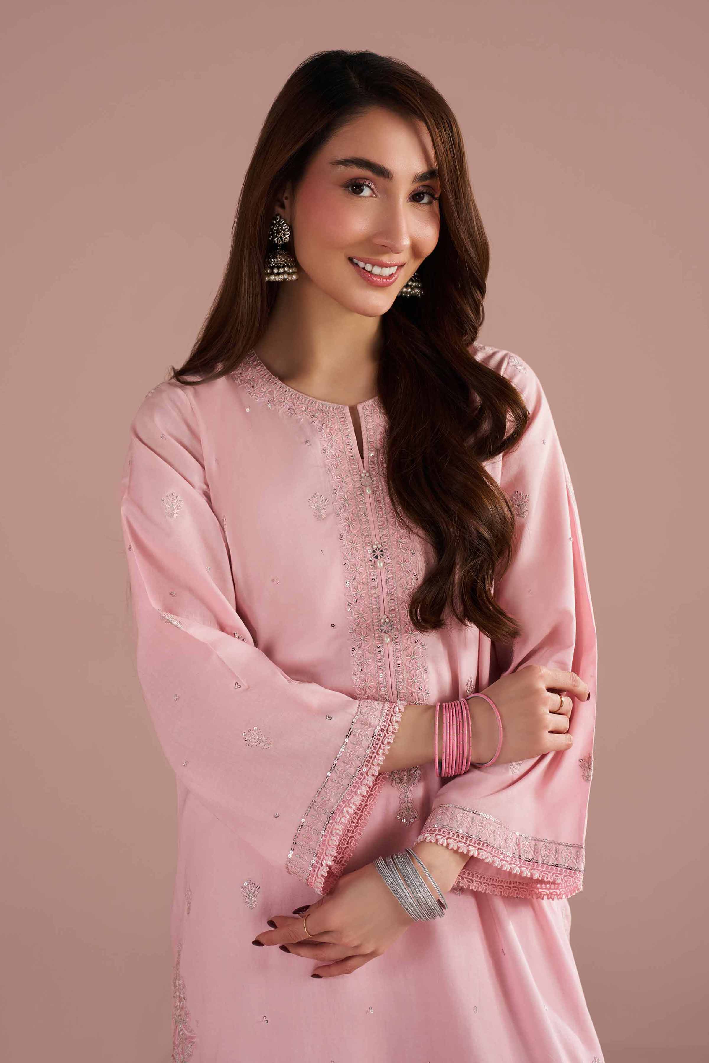 NishatUK - Pink Embroidered Cambric 1-piece ready to wear Shirt