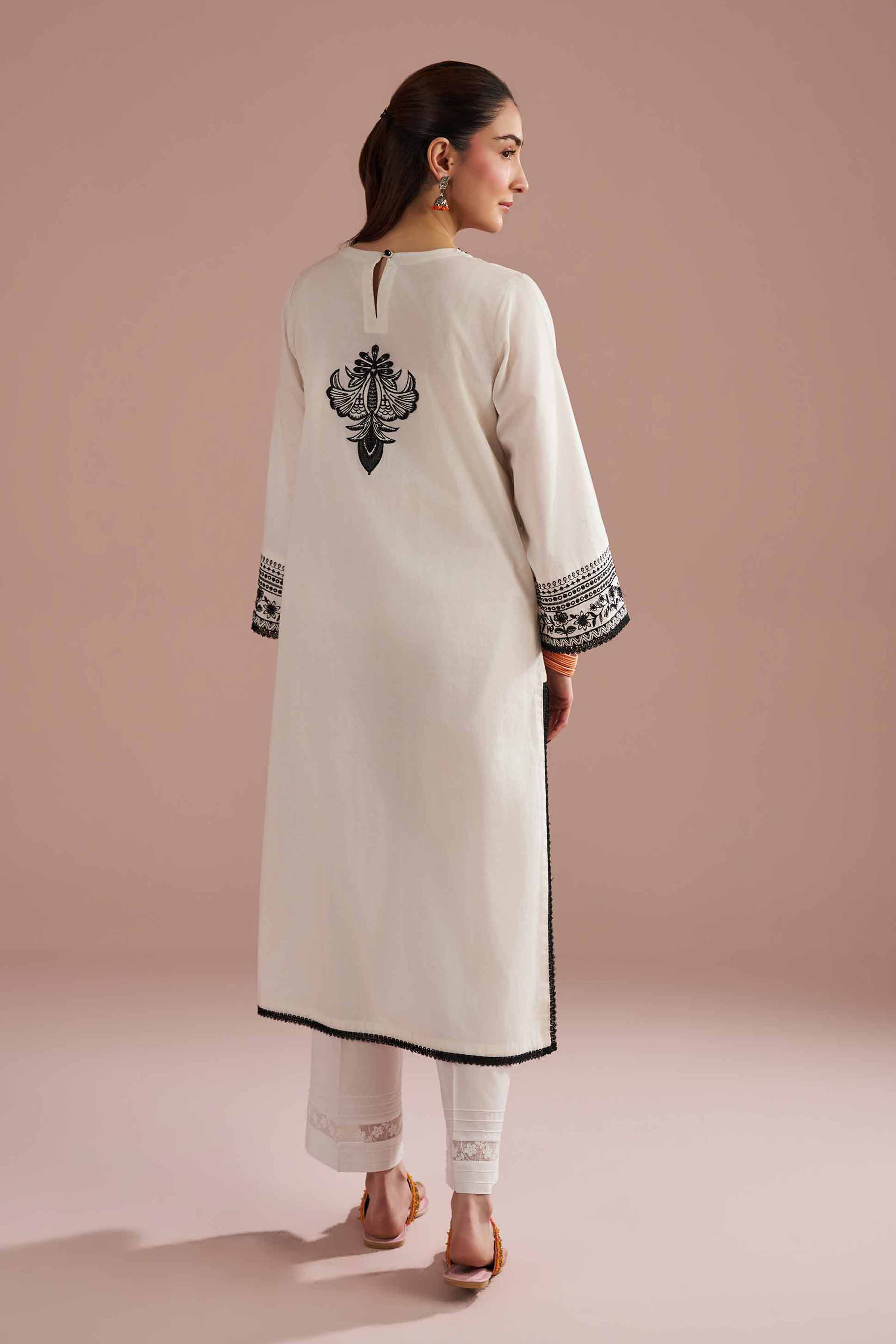NishatUK - White Embroidered Cambric 1-piece ready to wear Shirt