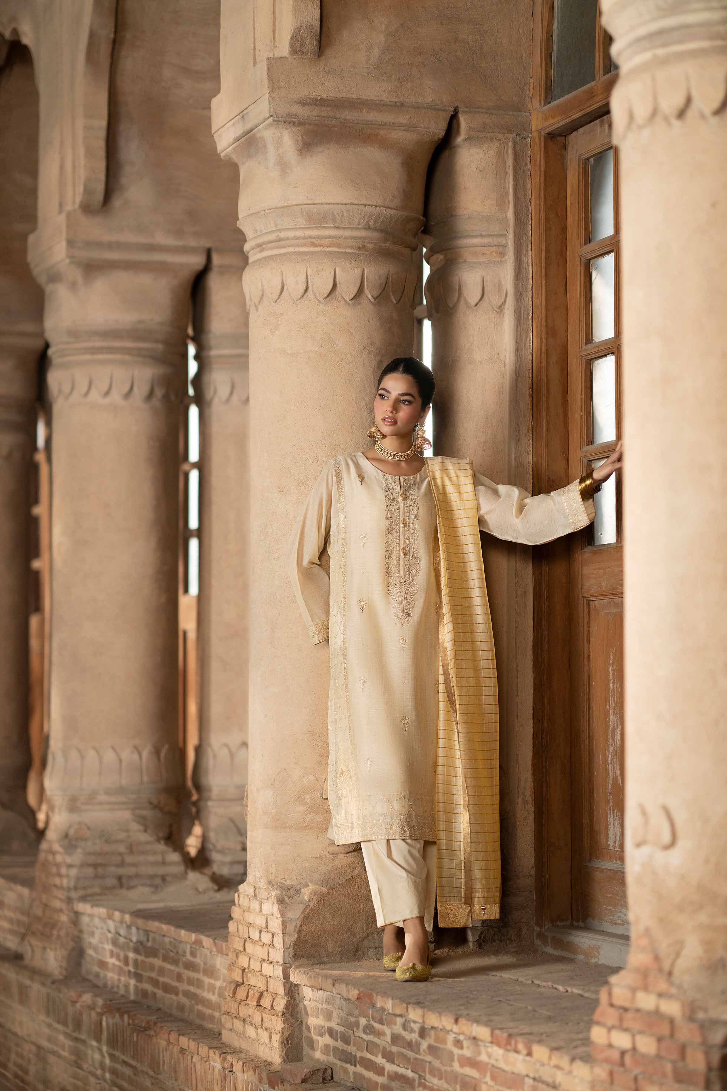 NishatUK - Skin Embroidered Cotton 3-piece ready to wear Suit
