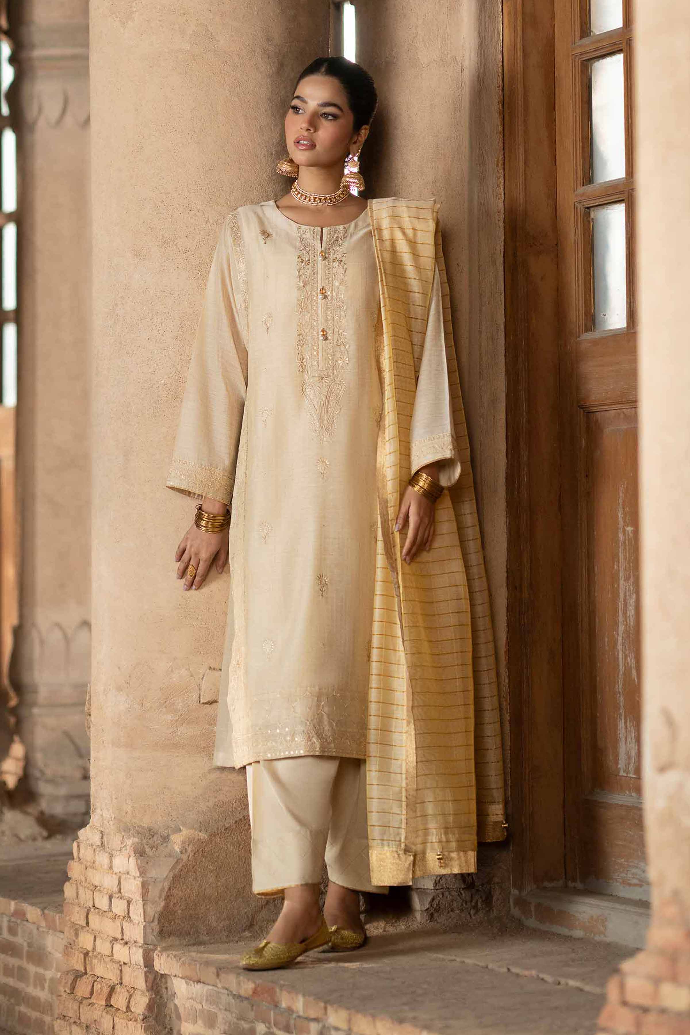 NishatUK - Skin Embroidered Cotton 3-piece ready to wear Suit