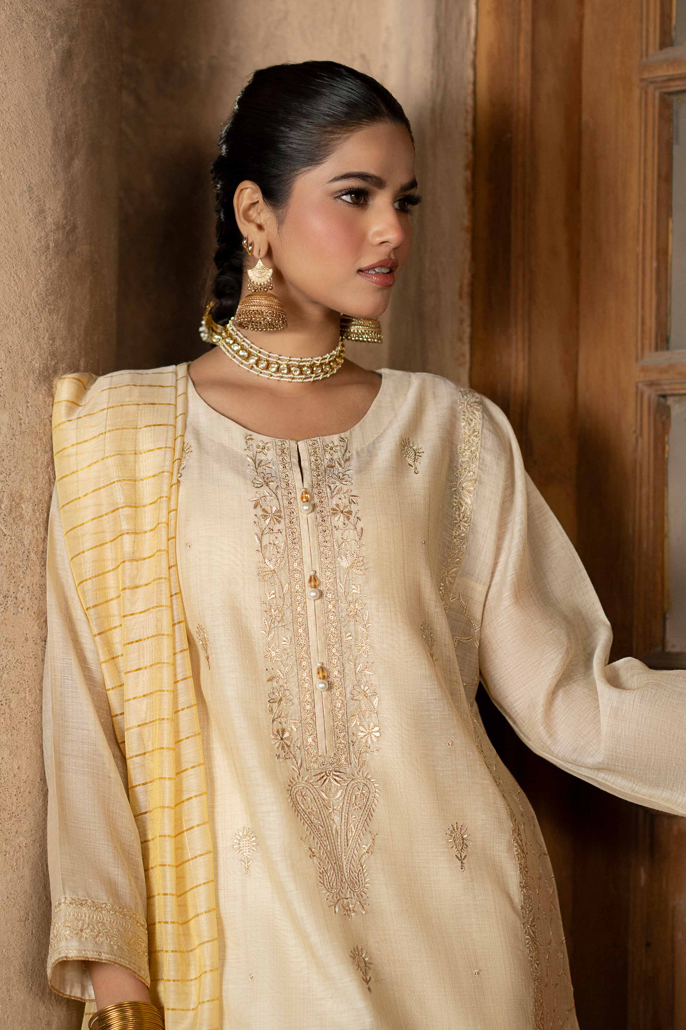 NishatUK - Skin Embroidered Cotton 3-piece ready to wear Suit