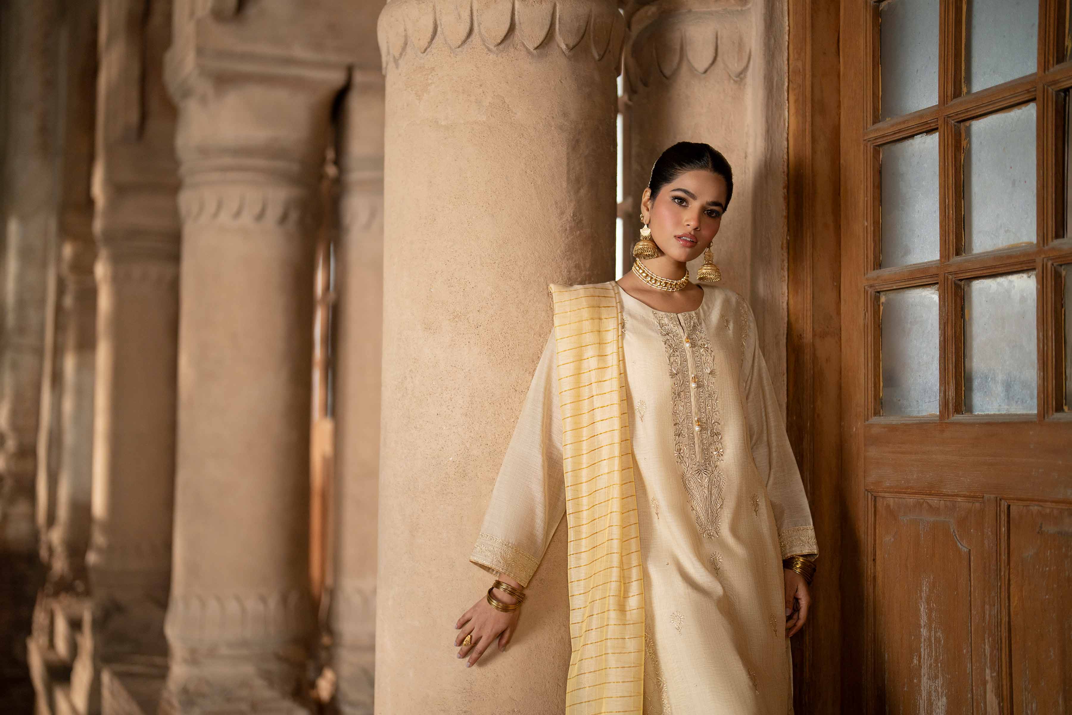 NishatUK - Skin Embroidered Cotton 3-piece ready to wear Suit