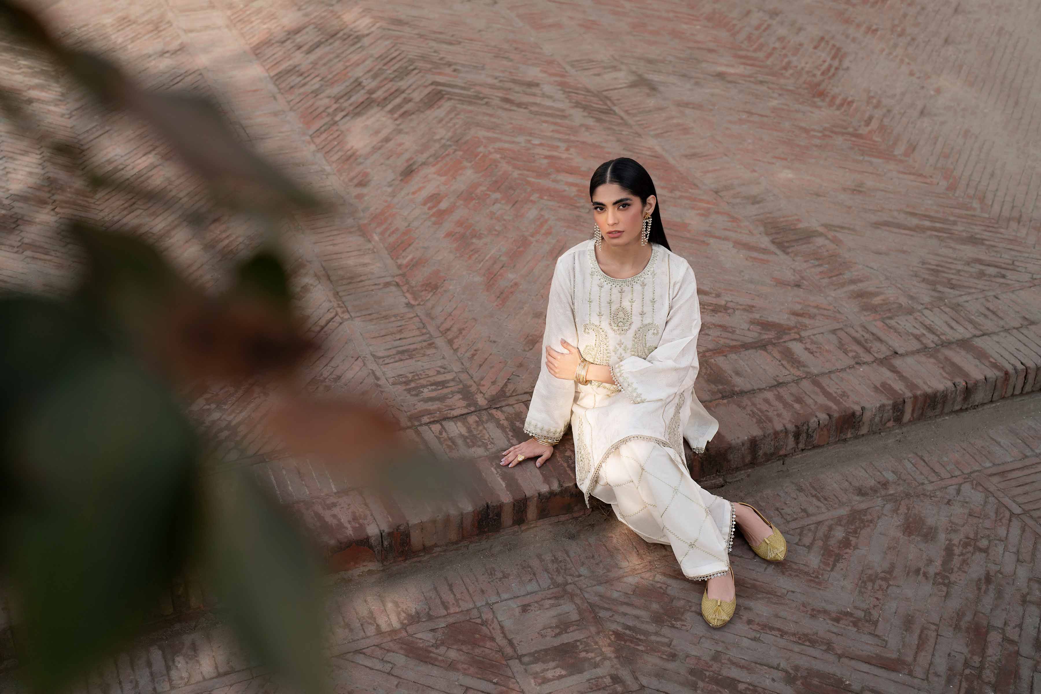NishatUK - White Embroidered Jacquard 2-piece ready to wear Dress