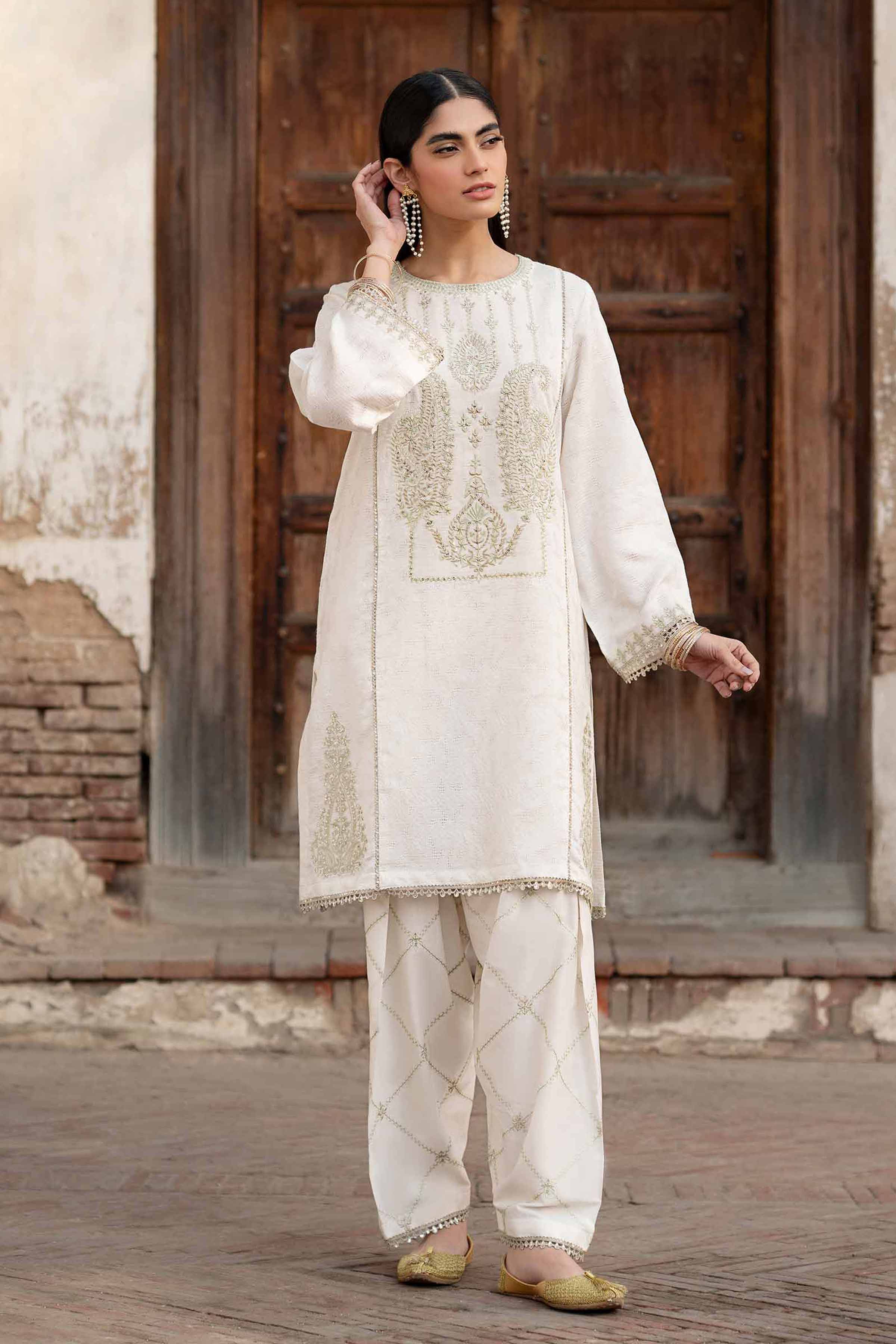 NishatUK - White Embroidered Jacquard 2-piece ready to wear Dress