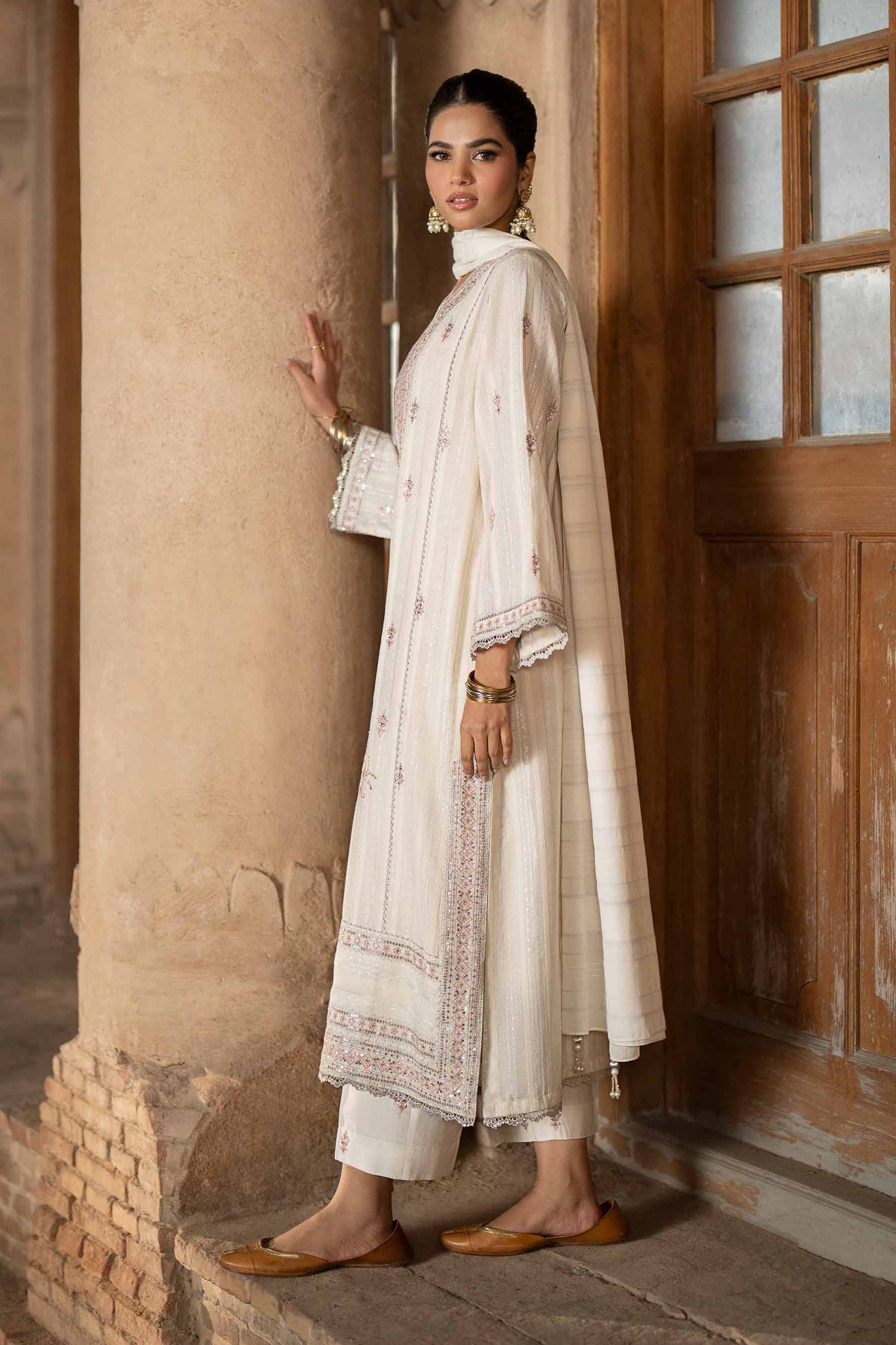 NishatUK - Off White Embroidered Jacquard 3-piece ready to wear Suit