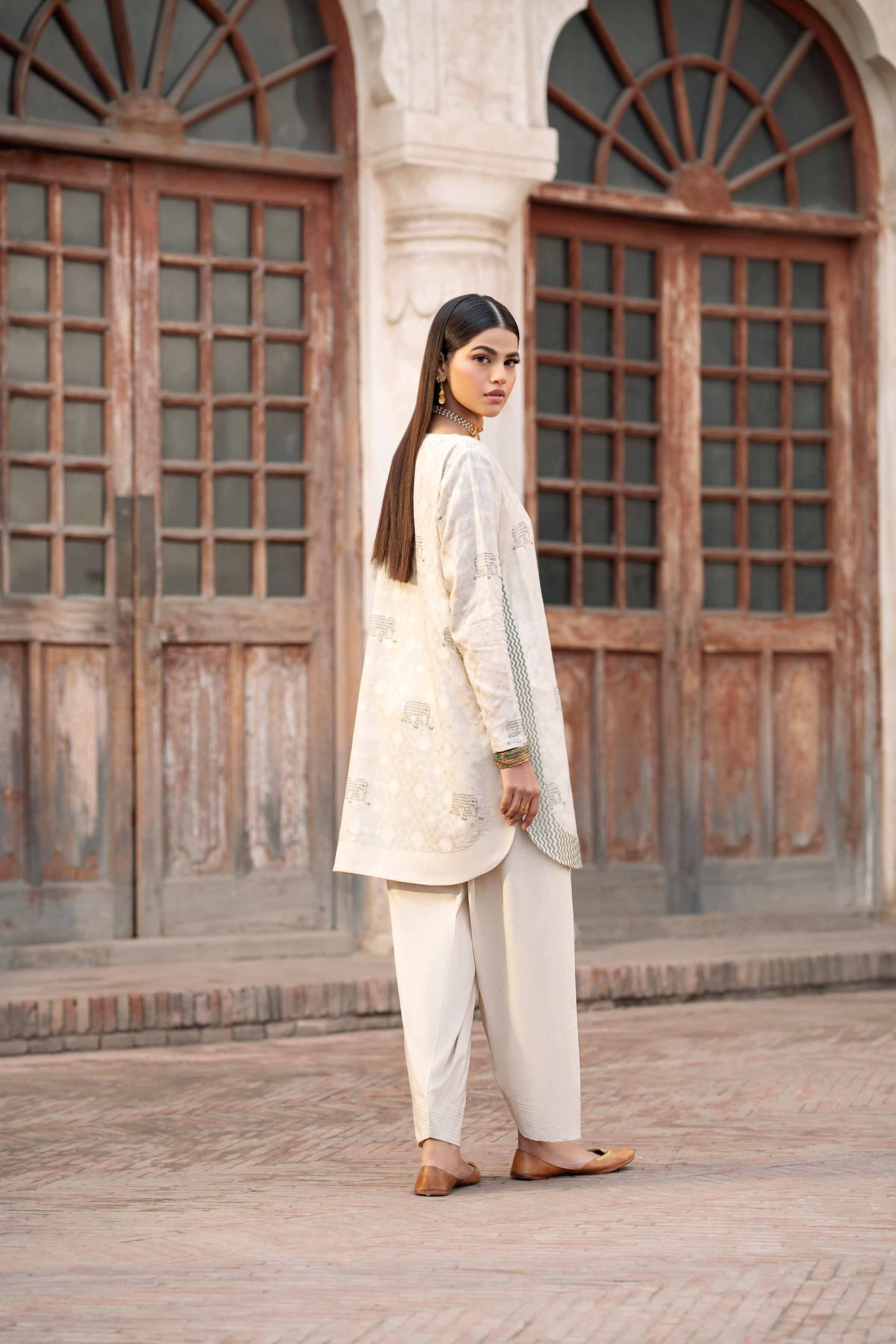 NishatUK - Beige Embroidered Jacquard 2-piece ready to wear Dress