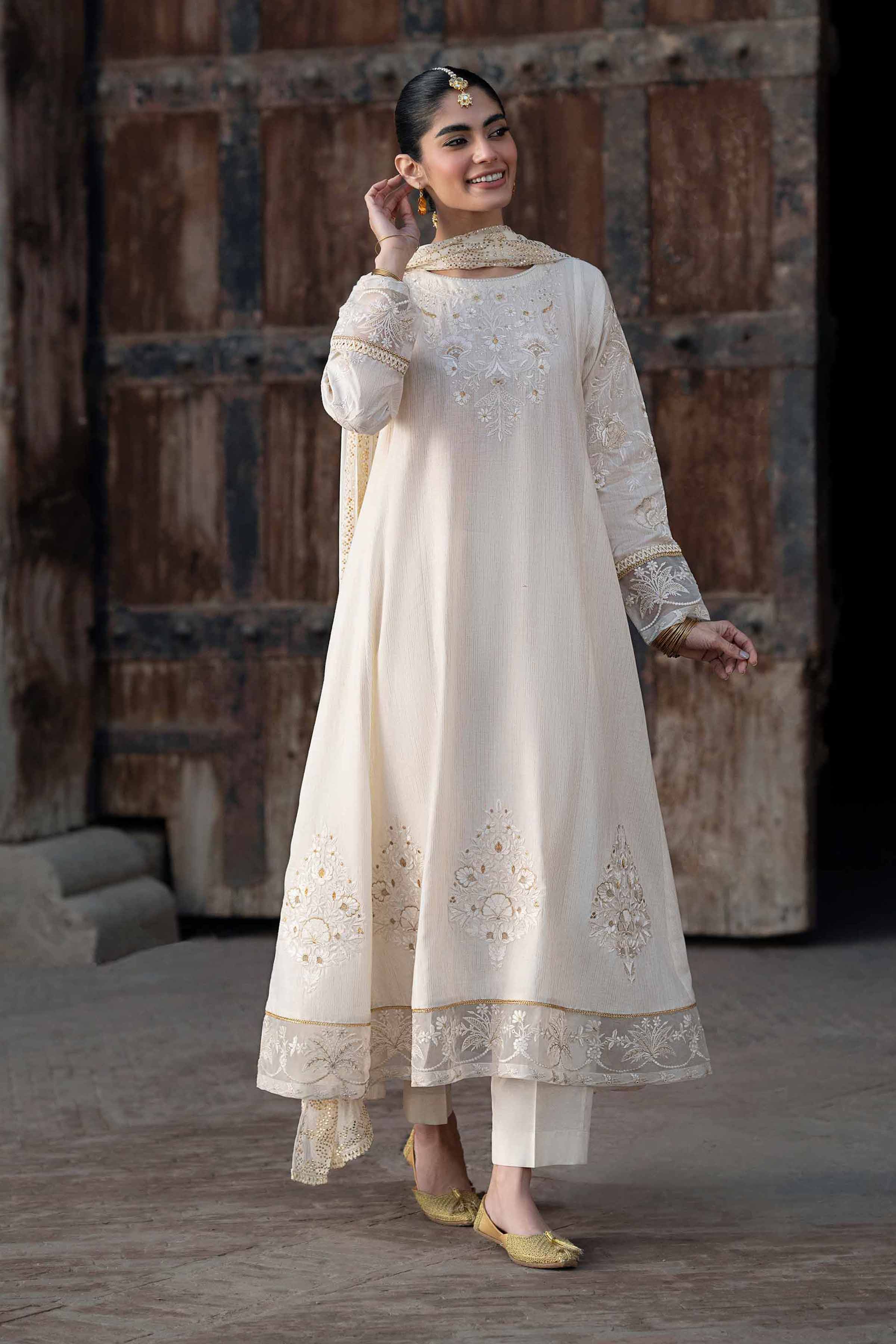NishatUK - Off White Embroidered Yarn Dyed 3-piece ready to wear Suit