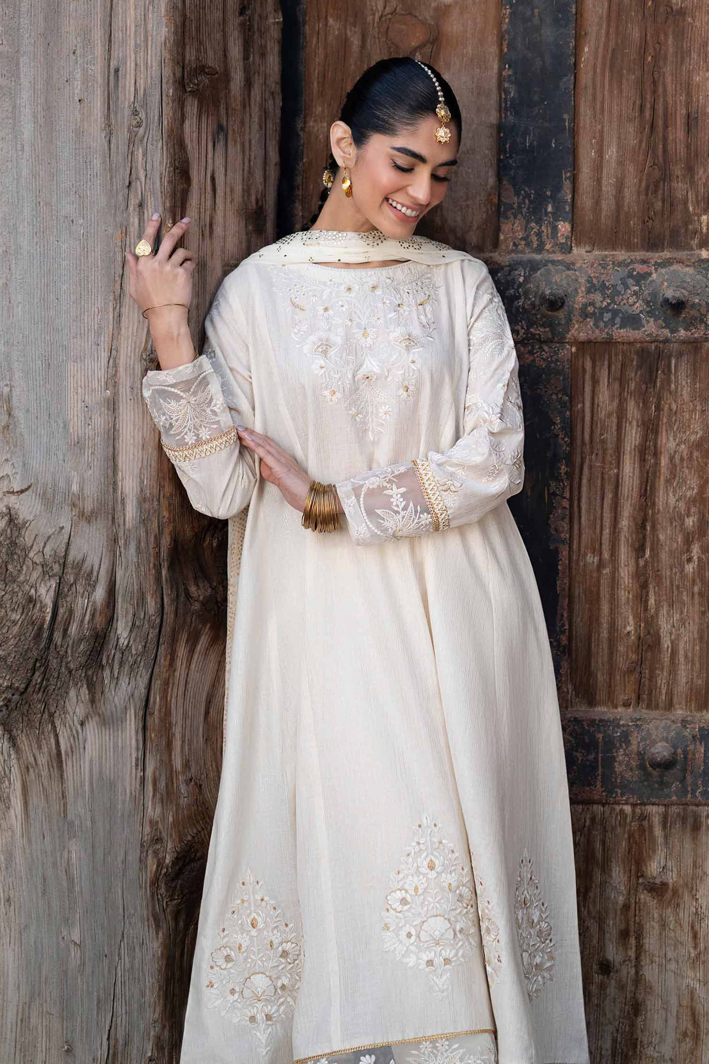 NishatUK - Off White Embroidered Yarn Dyed 3-piece ready to wear Suit