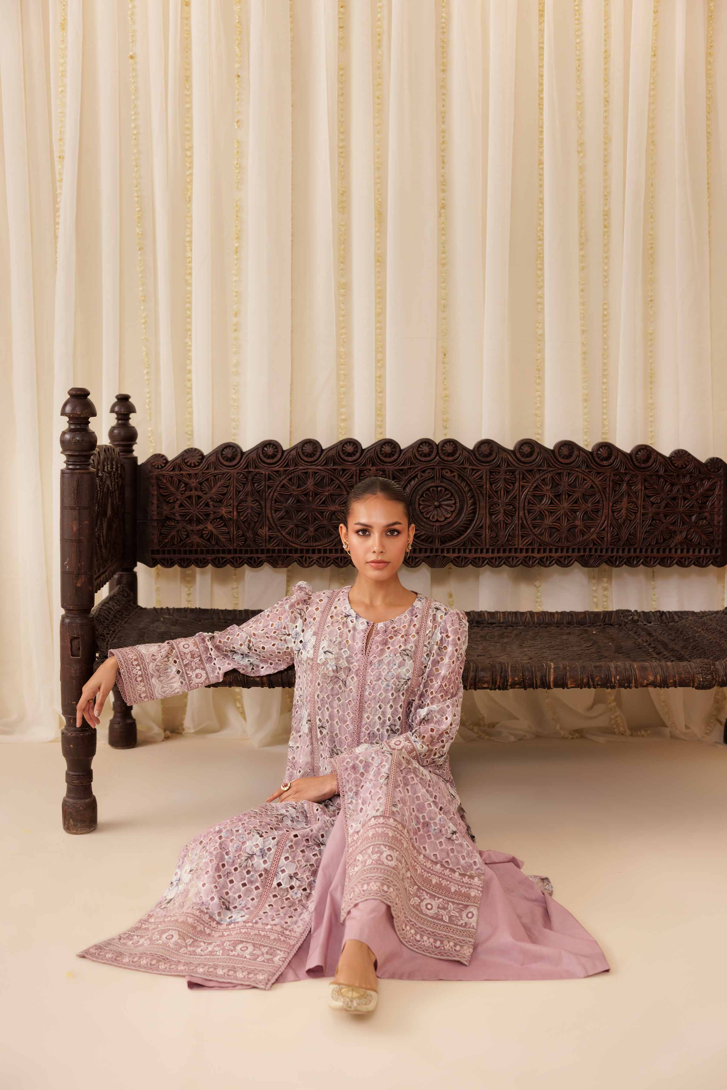 NishatUK - Plum Embroidered Silk 2-piece ready to wear Dress