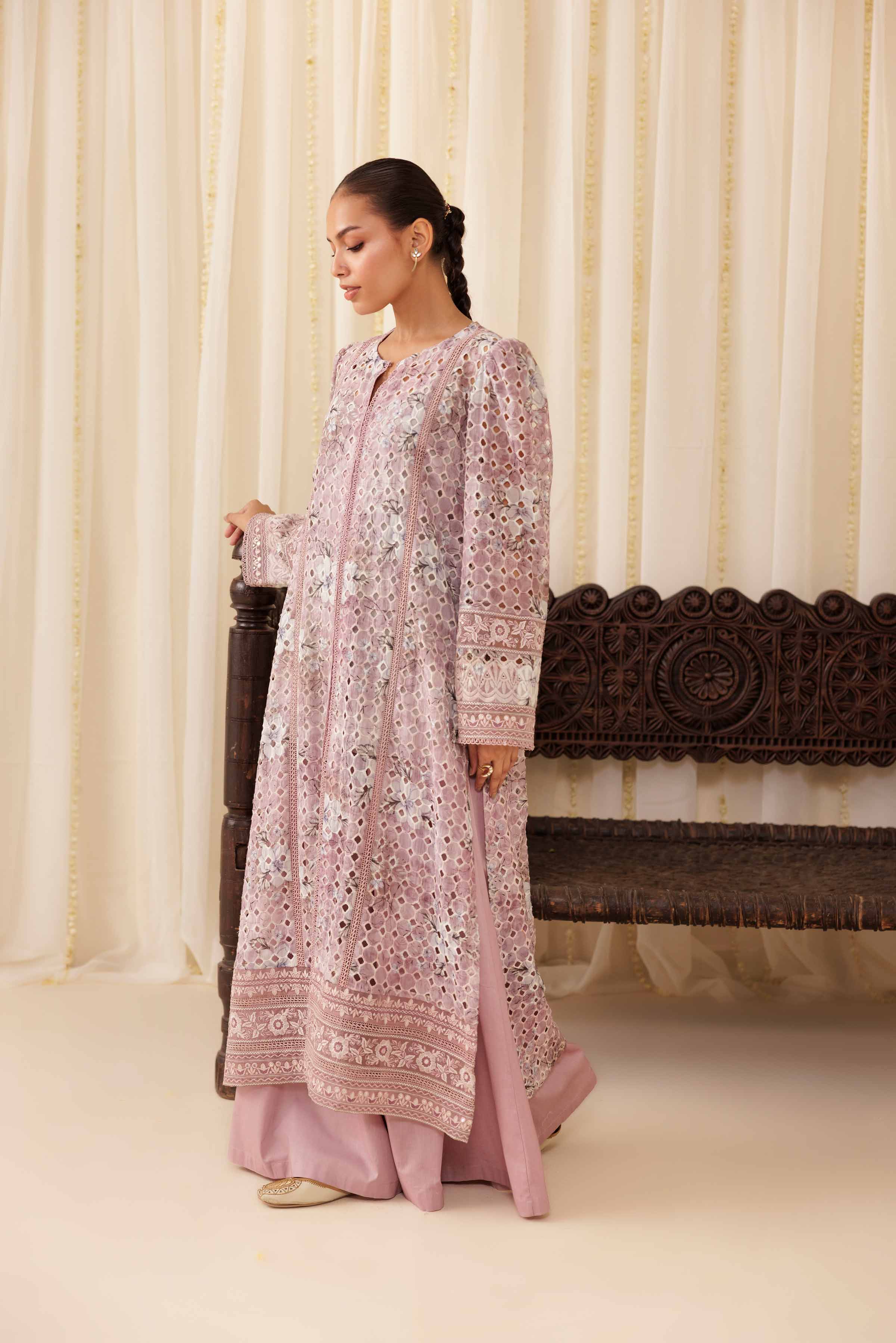 NishatUK - Plum Embroidered Silk 2-piece ready to wear Dress