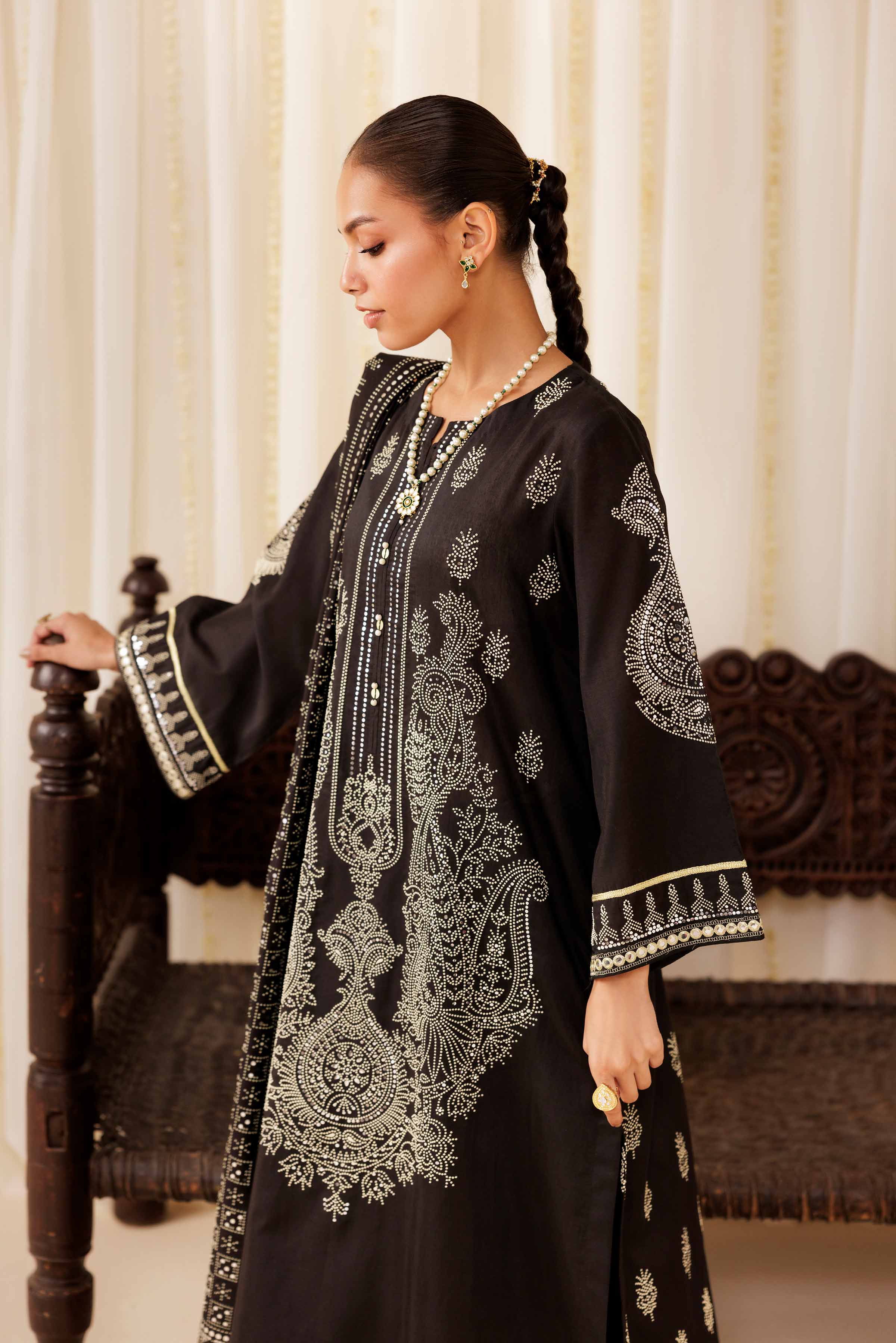 NishatUK - Black Solids Mukesh 3-piece ready to wear Suit