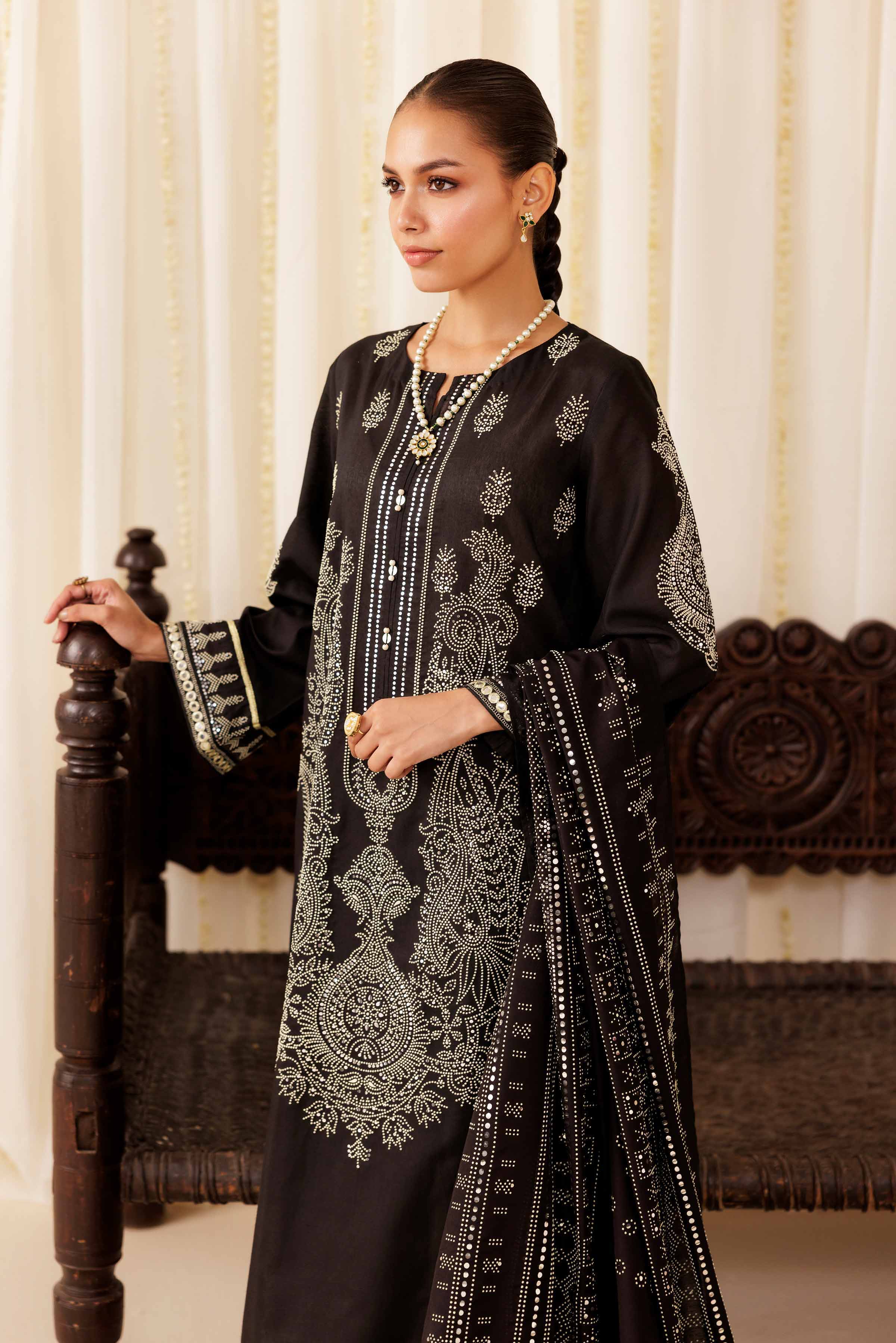 NishatUK - Black Solids Mukesh 3-piece ready to wear Suit