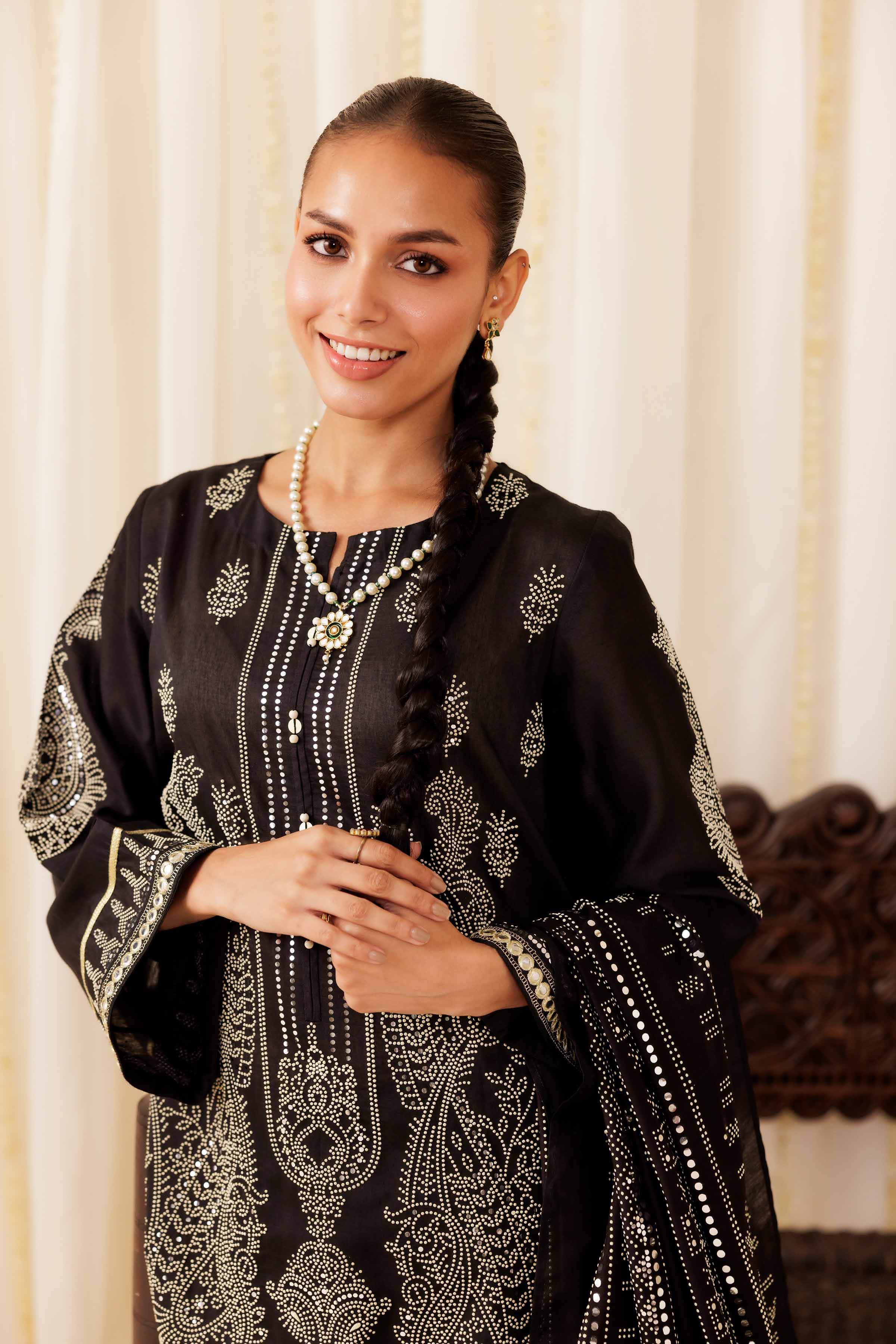NishatUK - Black Solids Mukesh 3-piece ready to wear Suit