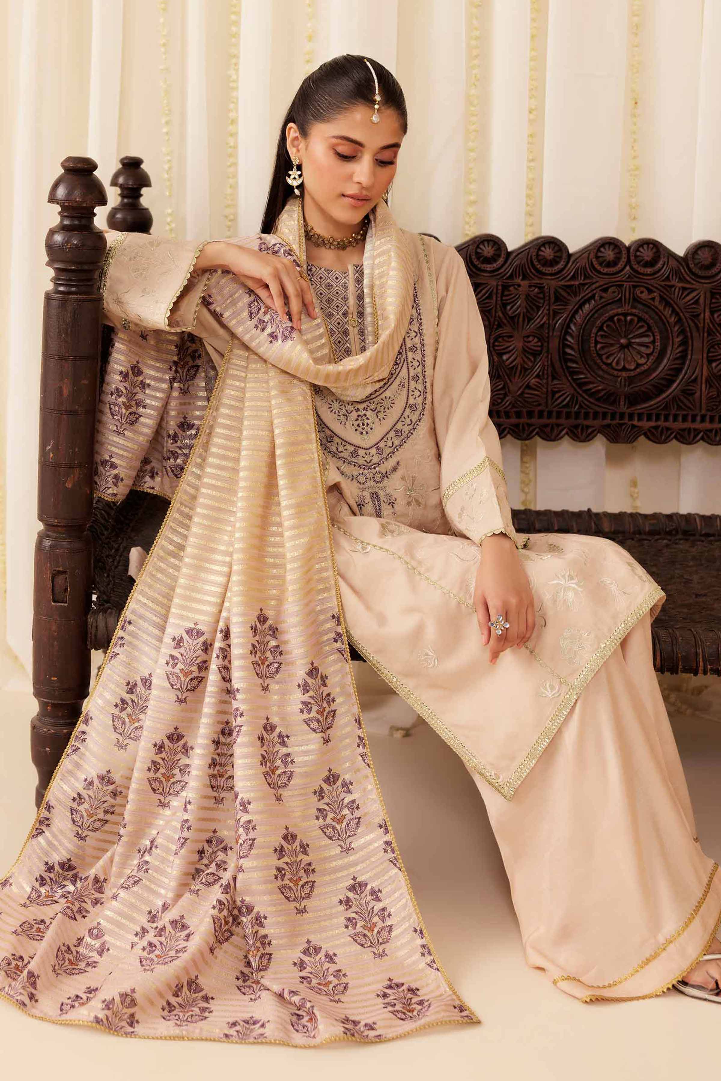 Nishat UK - Pink Embroidered Cotton 3 Pieces ready to wear Suit