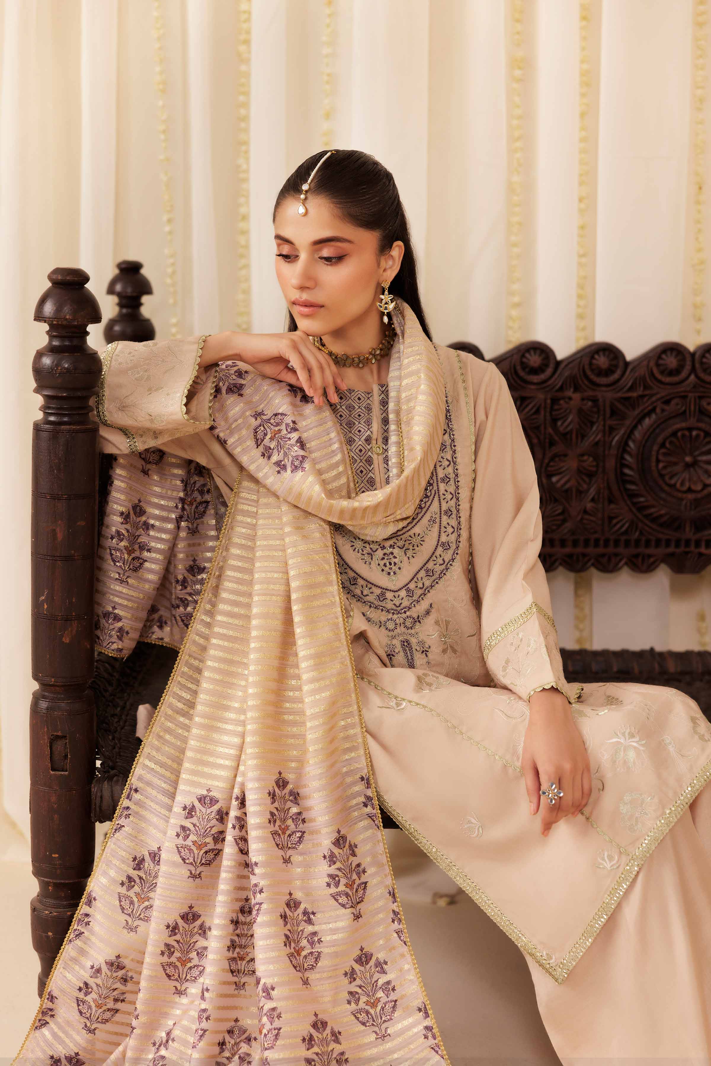 Nishat UK - Pink Embroidered Cotton 3 Pieces ready to wear Suit