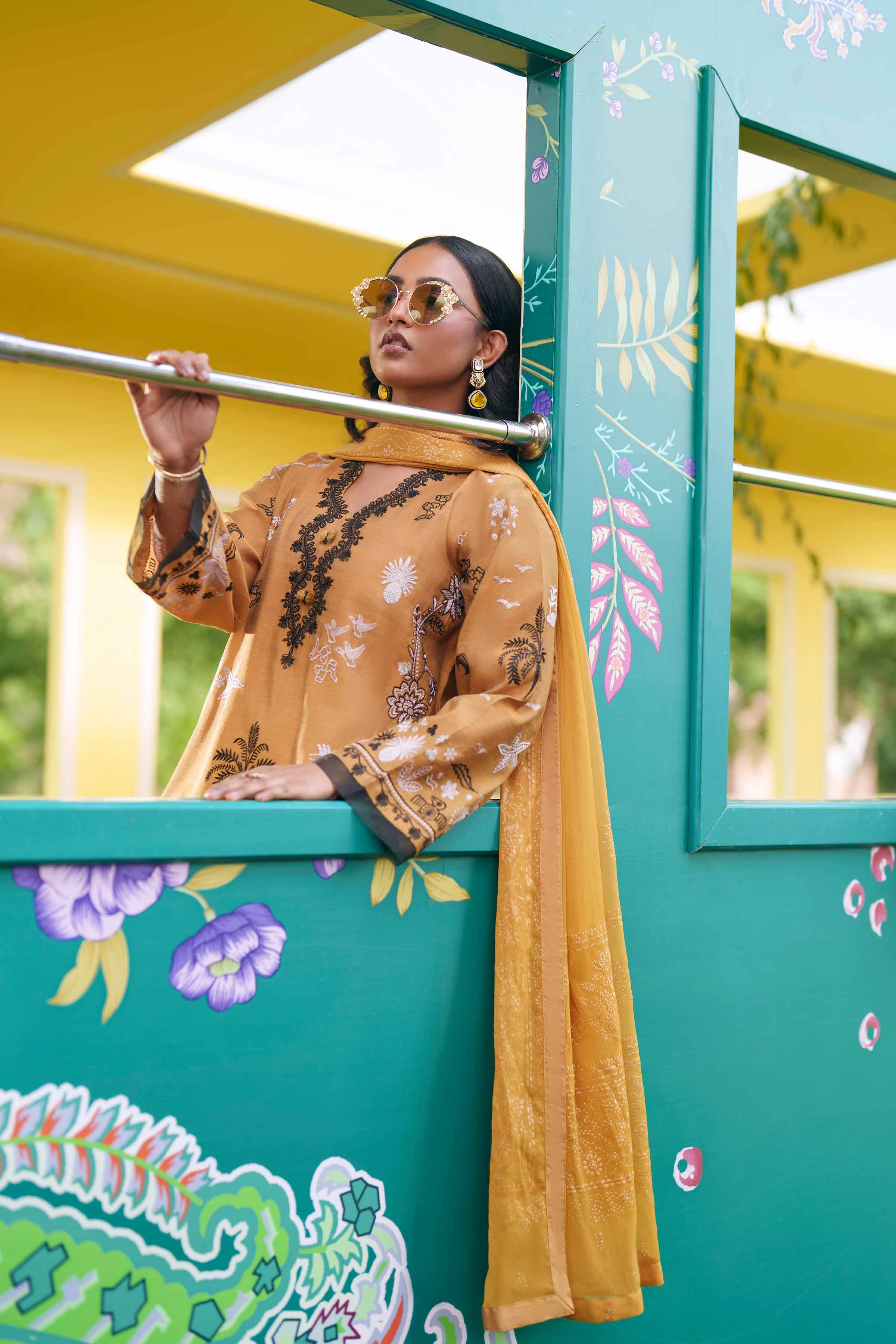 Nishat UK - Yellow Embroidered Cotton 3 Pieces Ready To Wear Suit
