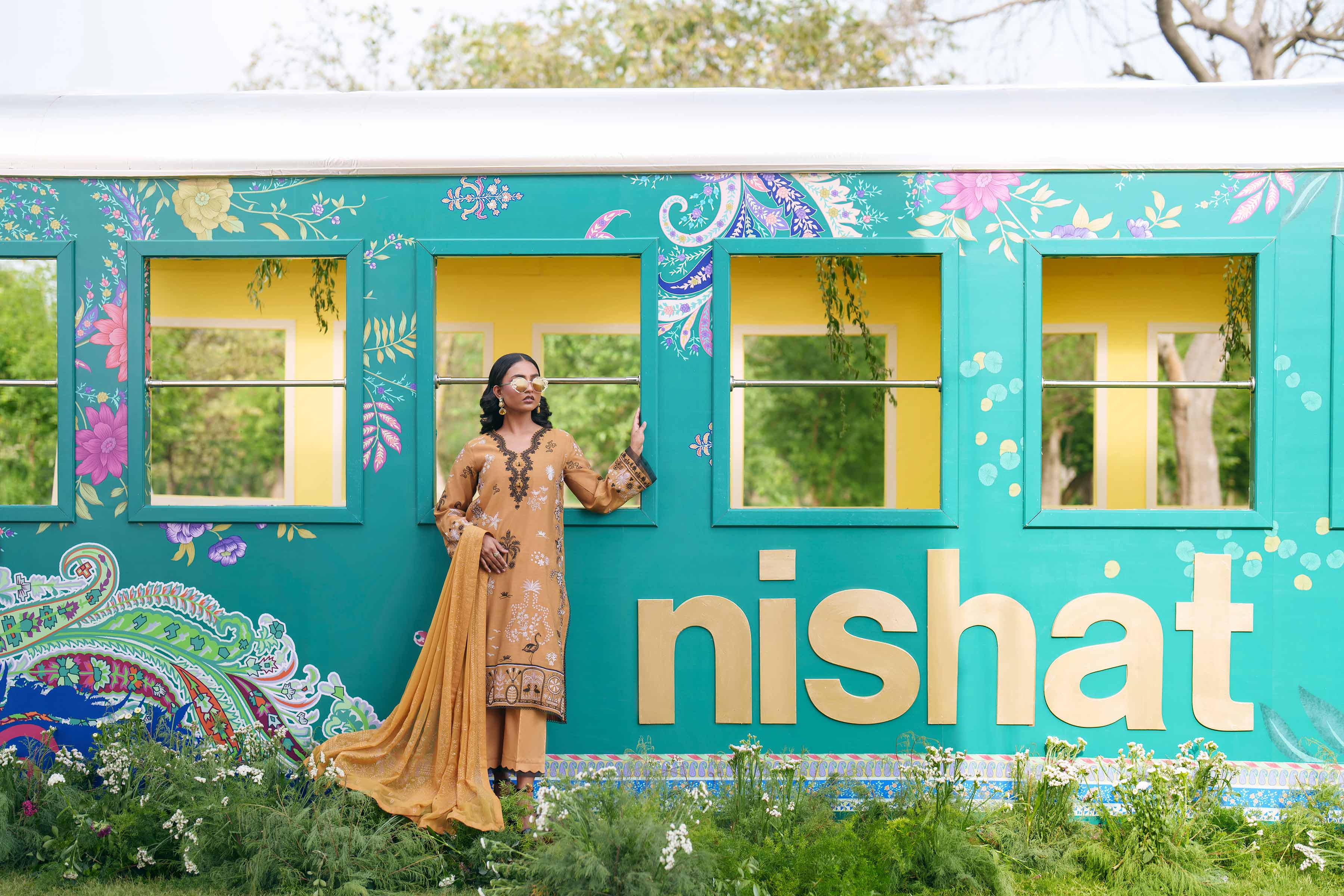 Nishat UK - Yellow Embroidered Cotton 3 Pieces Ready To Wear Suit