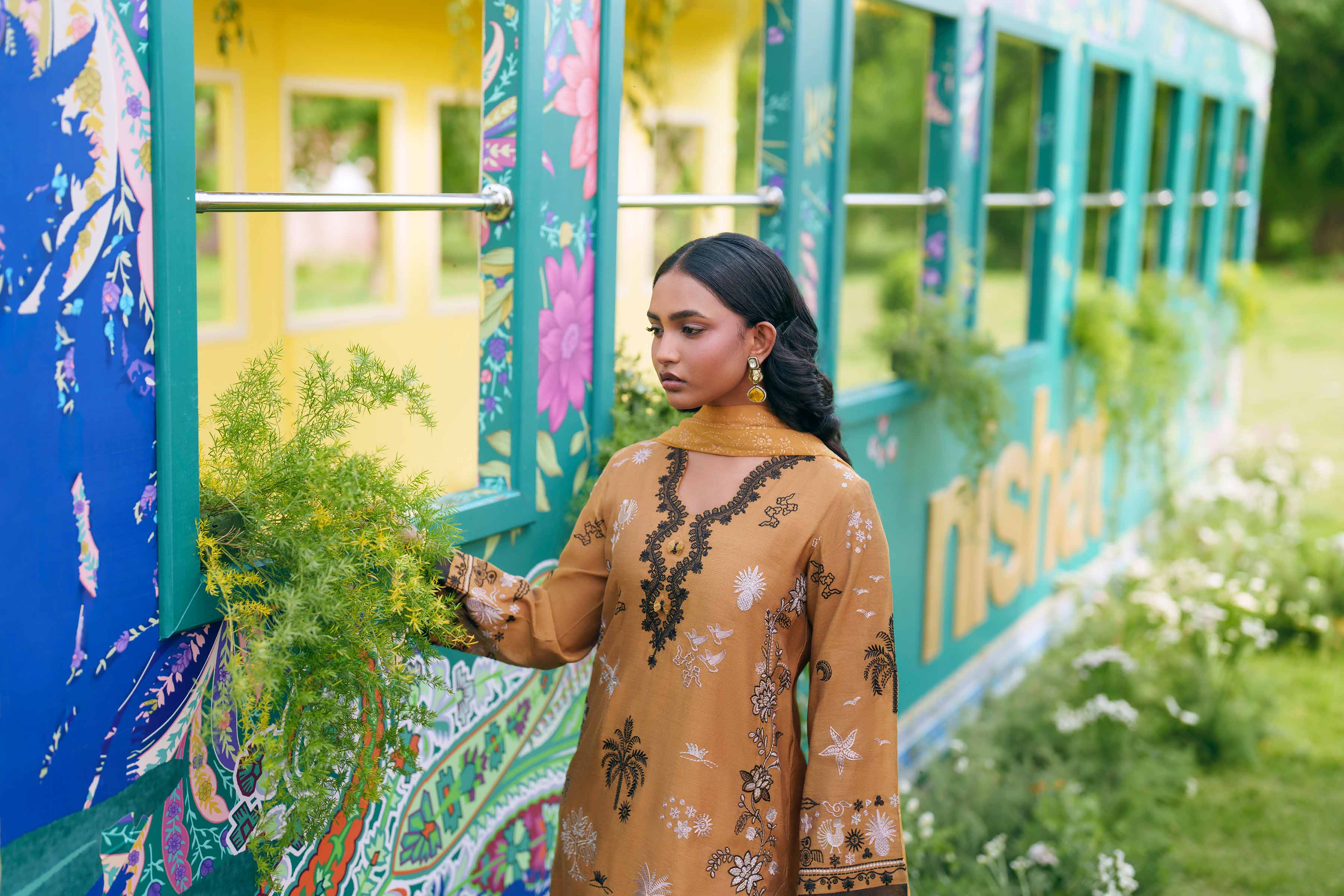 Nishat UK - Yellow Embroidered Cotton 3 Pieces Ready To Wear Suit