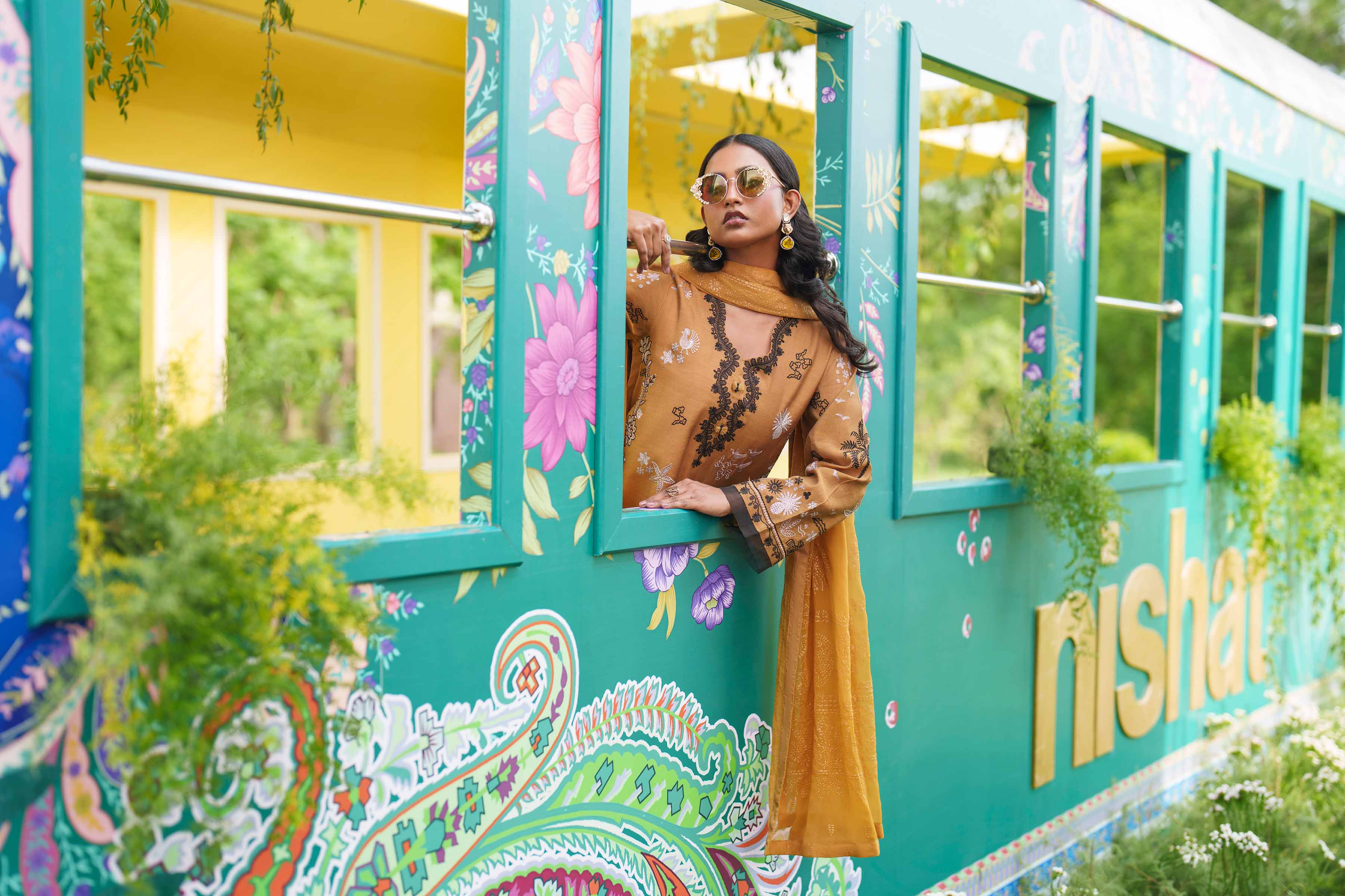 Nishat UK - Yellow Embroidered Cotton 3 Pieces Ready To Wear Suit