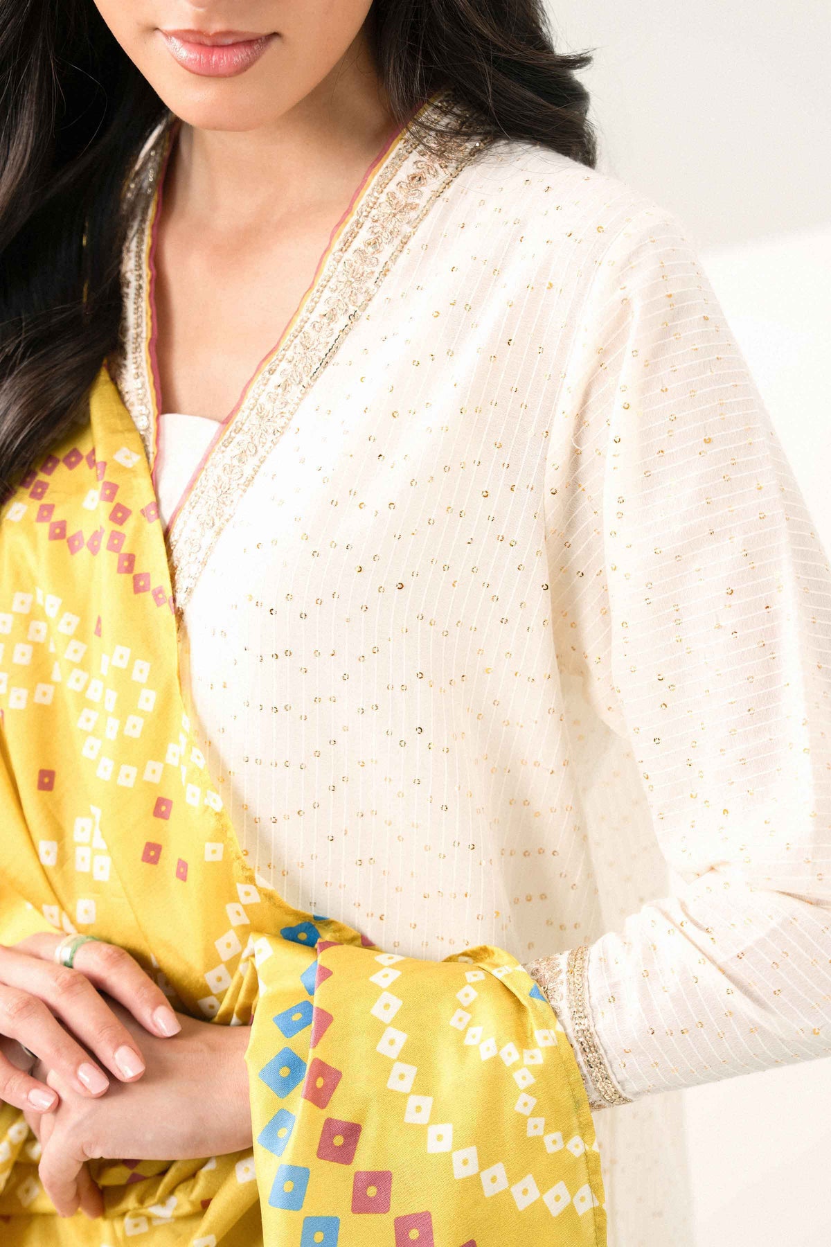 Nishat UK - Off White Embroidered Monar 3 Pieces ready to wear Suit