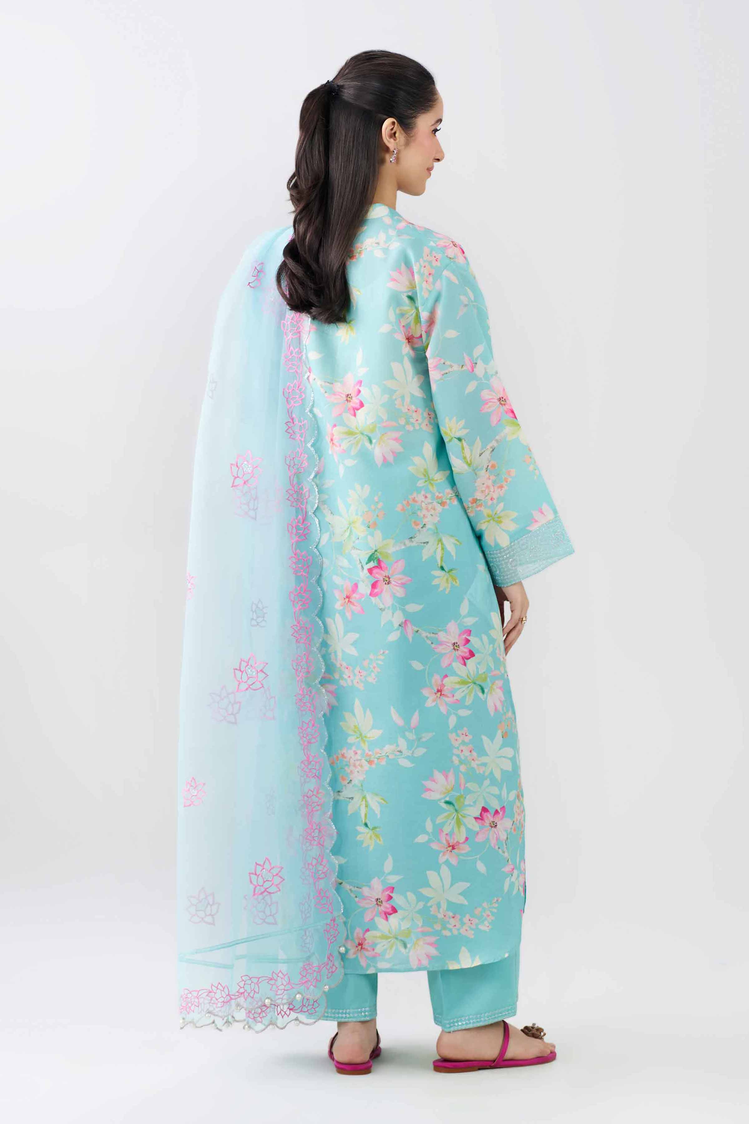 Nishat UK - Blue Embroidered Fancy Base 3 Pieces ready to wear Suit