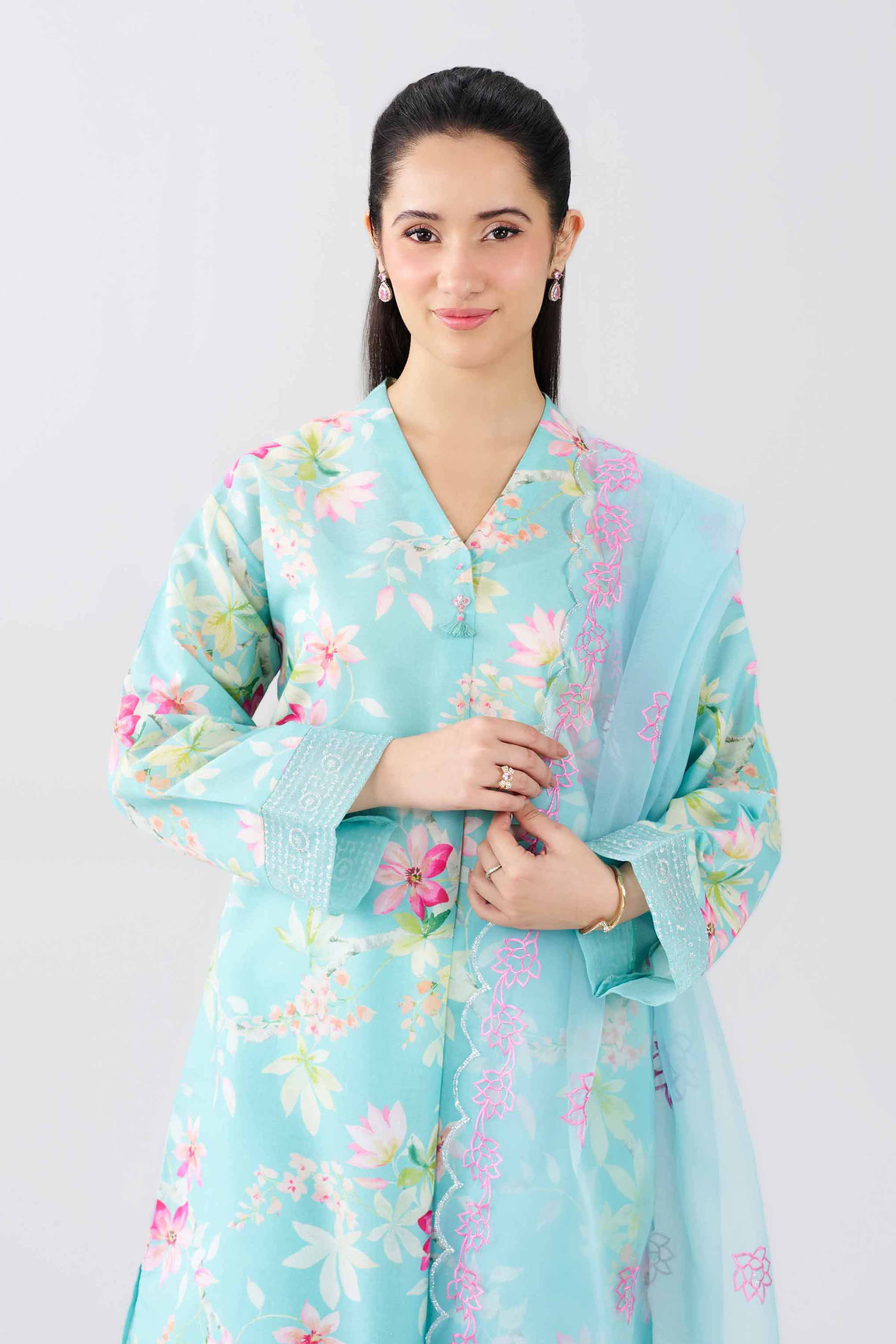 Nishat UK - Blue Embroidered Fancy Base 3 Pieces ready to wear Suit