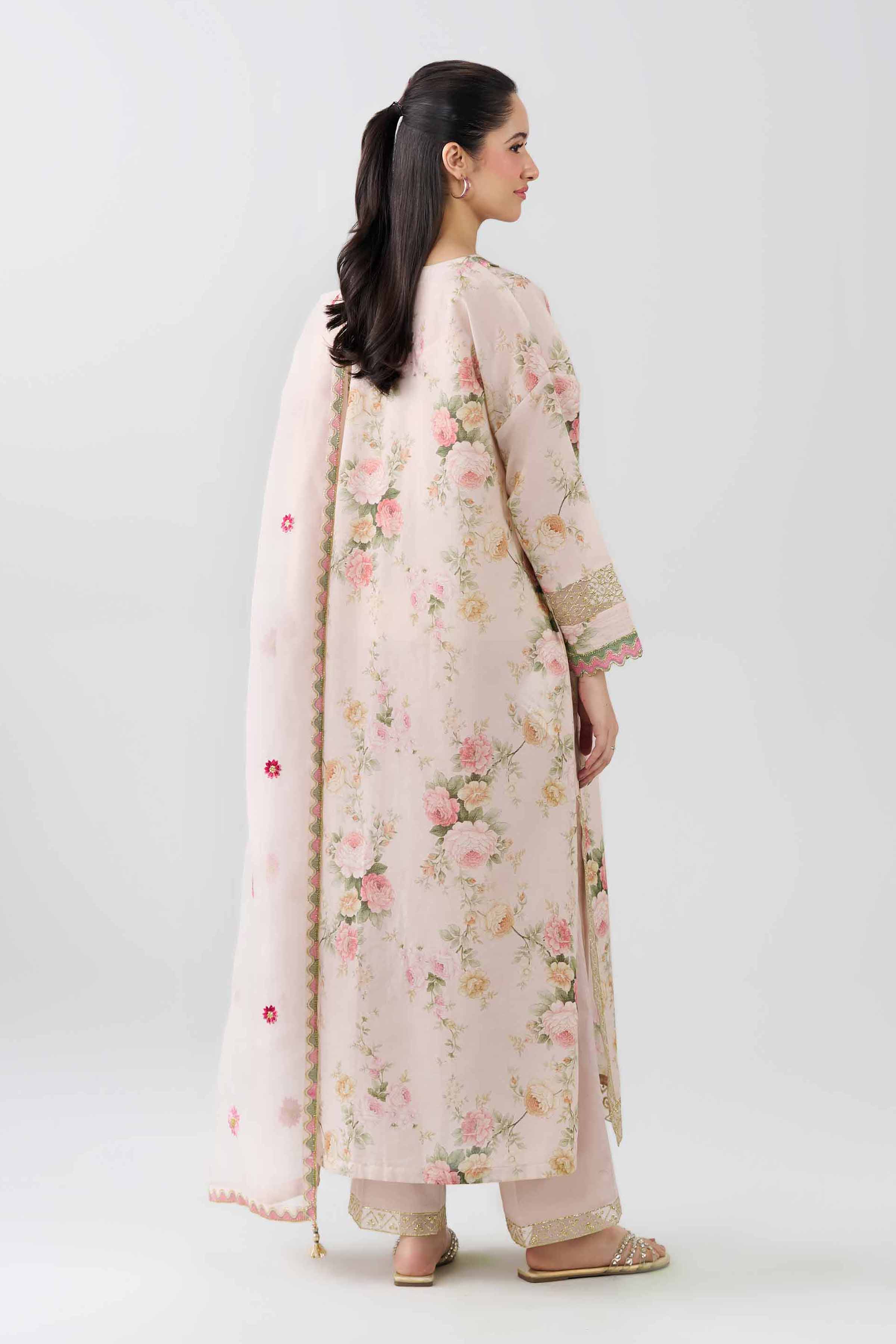 Nishat UK - Pink Embroidered Fancy Base 3 Pieces ready to wear Suit