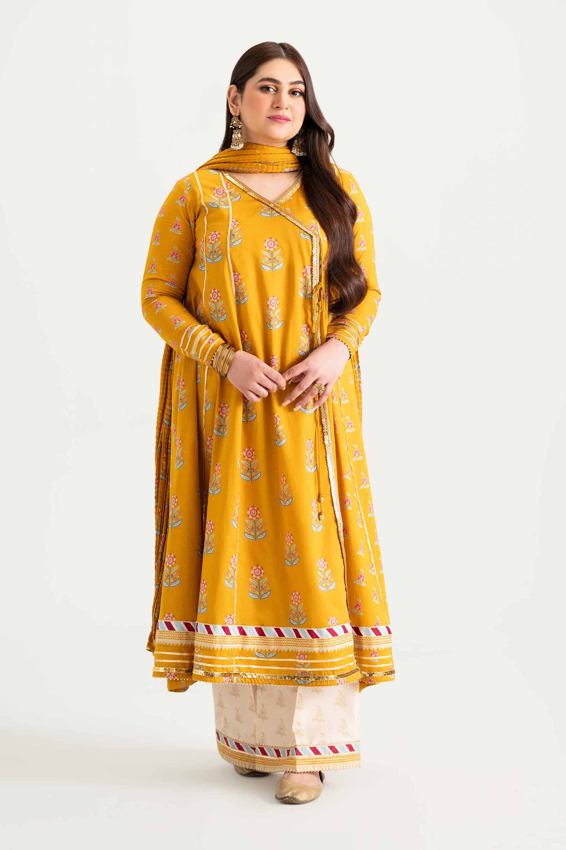 NishatUK - Mustard Printed Lawn 3-piece ready to wear Suit