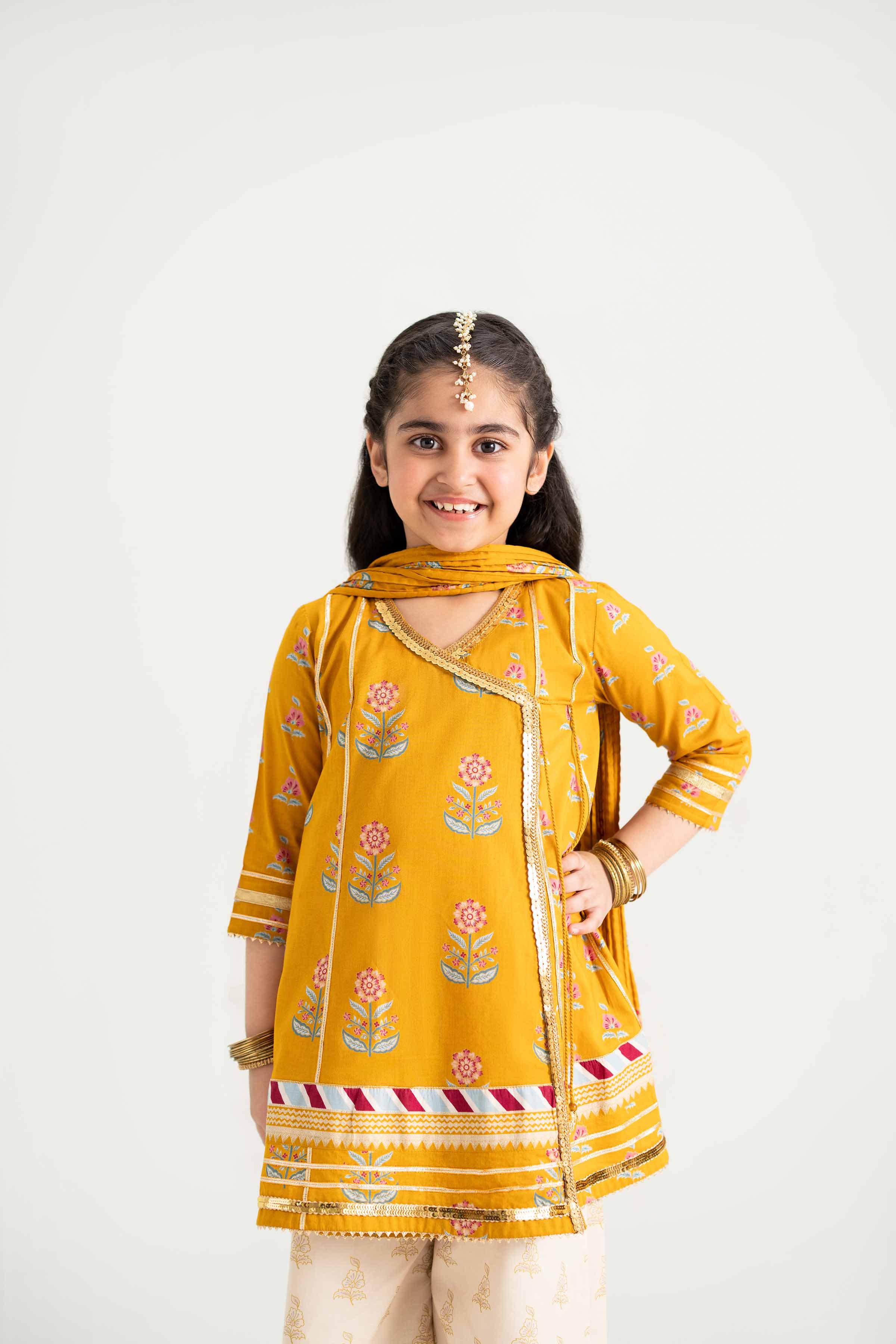 NishatUK - Mustard Printed Lawn 3-piece ready to wear Suit
