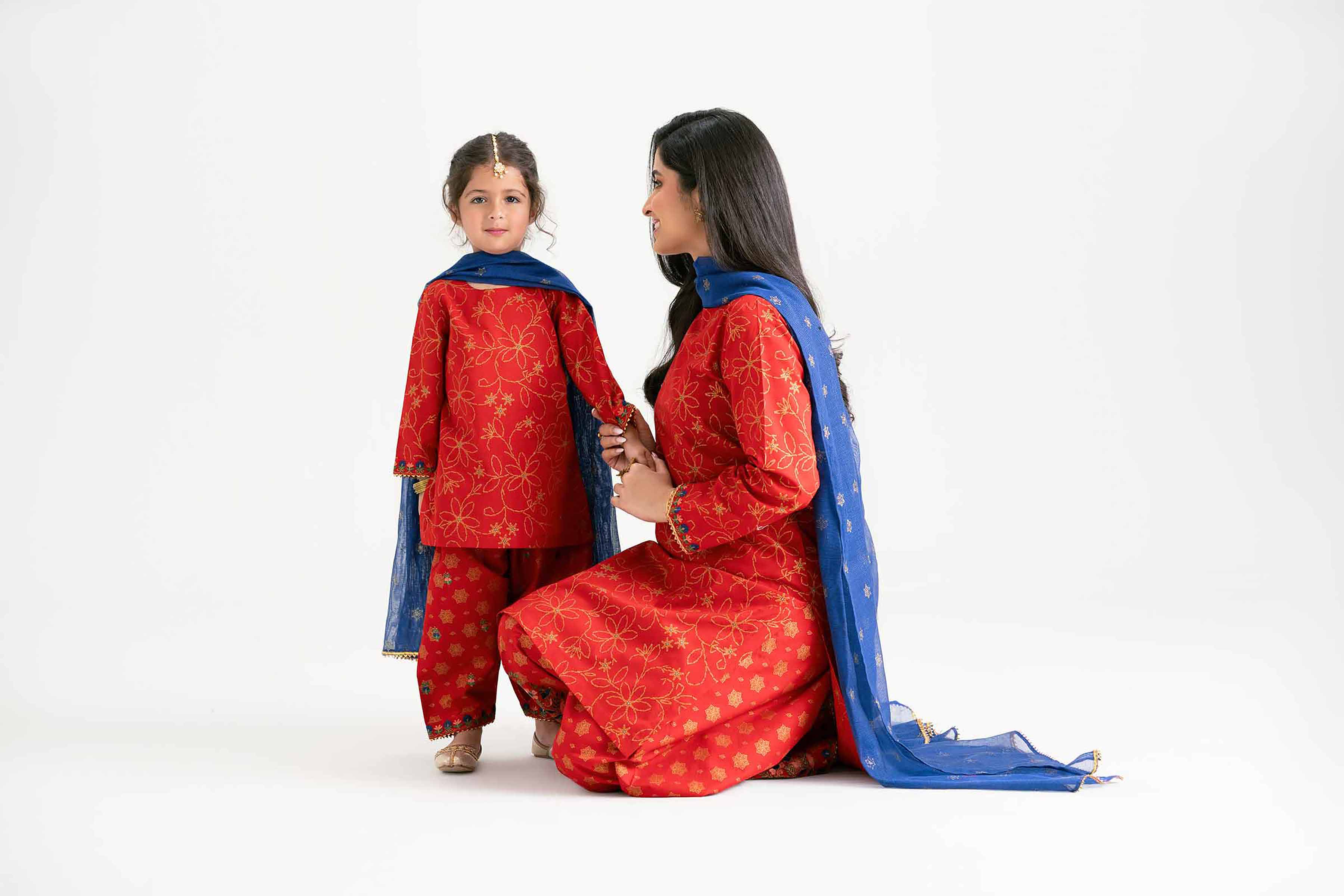 NishatUK - Red Embroidered Lawn 3-piece ready to wear Suit