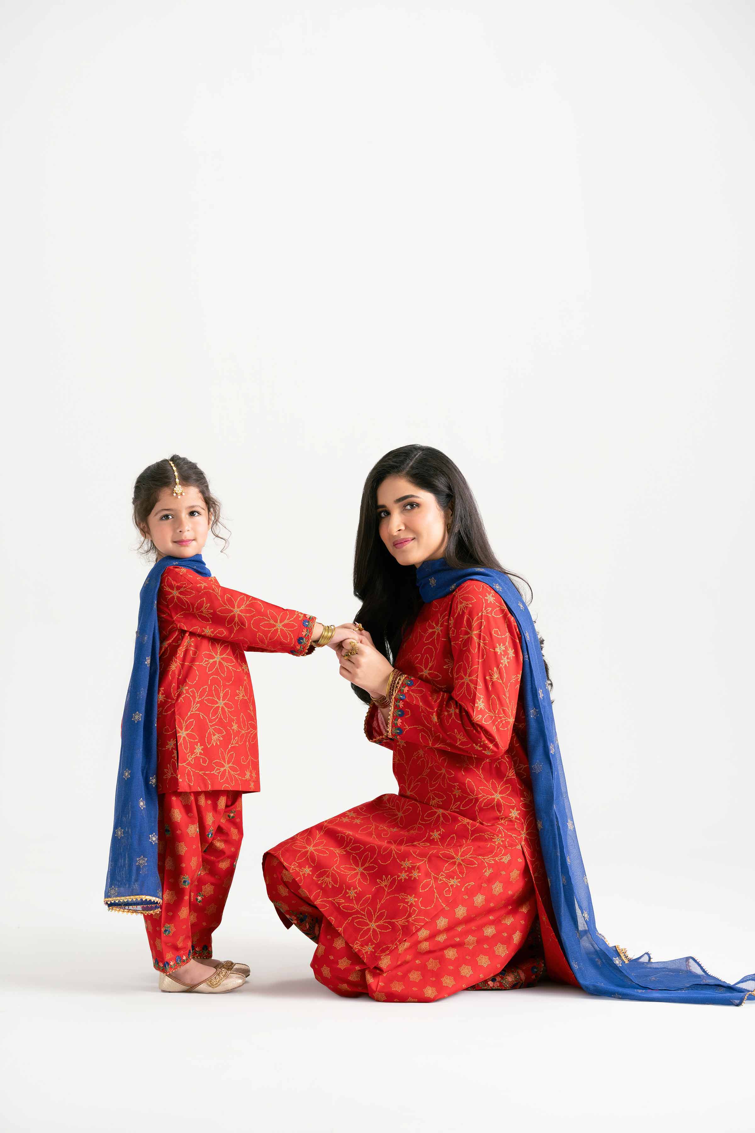 NishatUK - Red Embroidered Lawn 3-piece ready to wear Suit