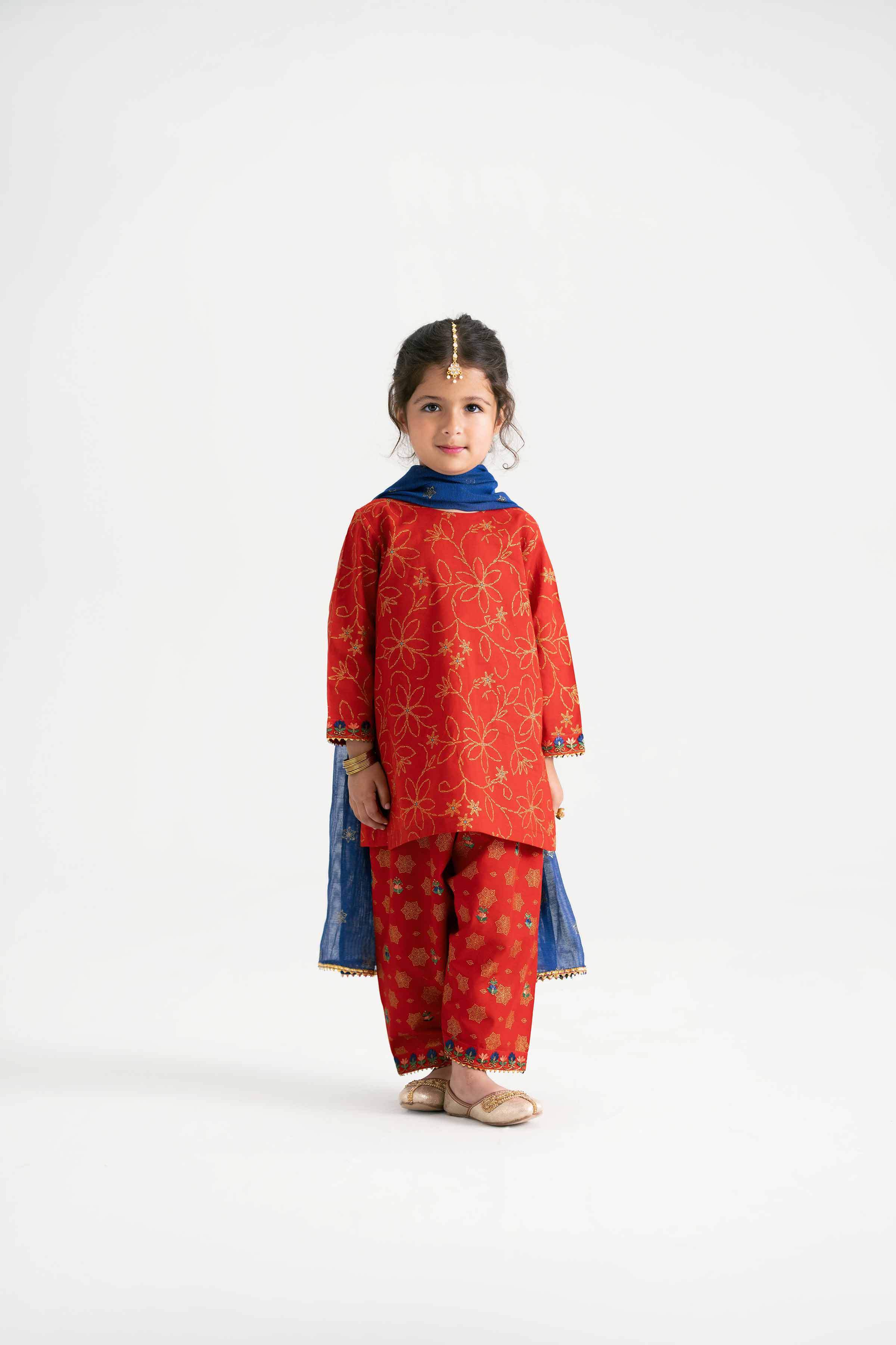 NishatUK - Red Embroidered Lawn 3-piece ready to wear Suit