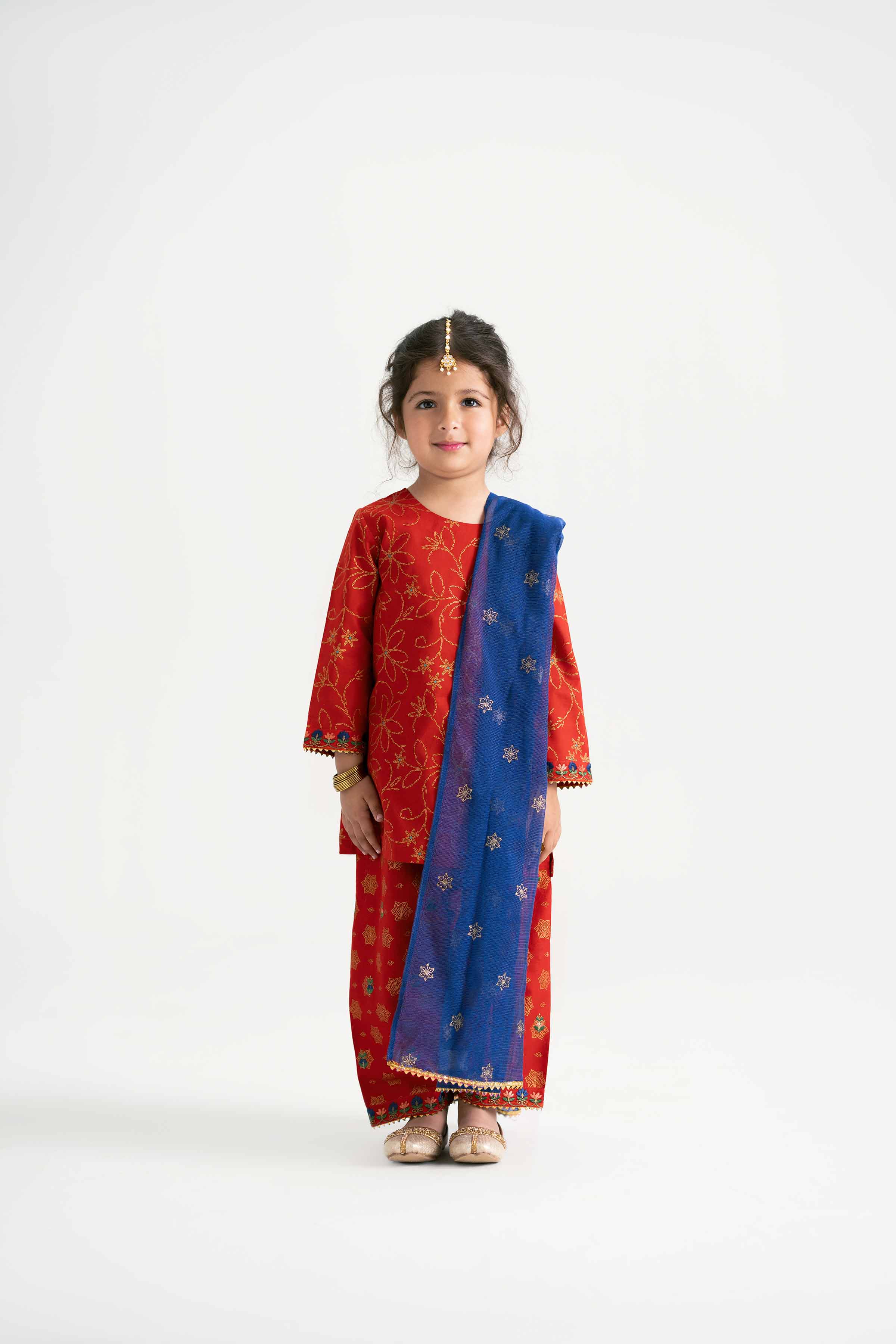 NishatUK - Red Embroidered Lawn 3-piece ready to wear Suit