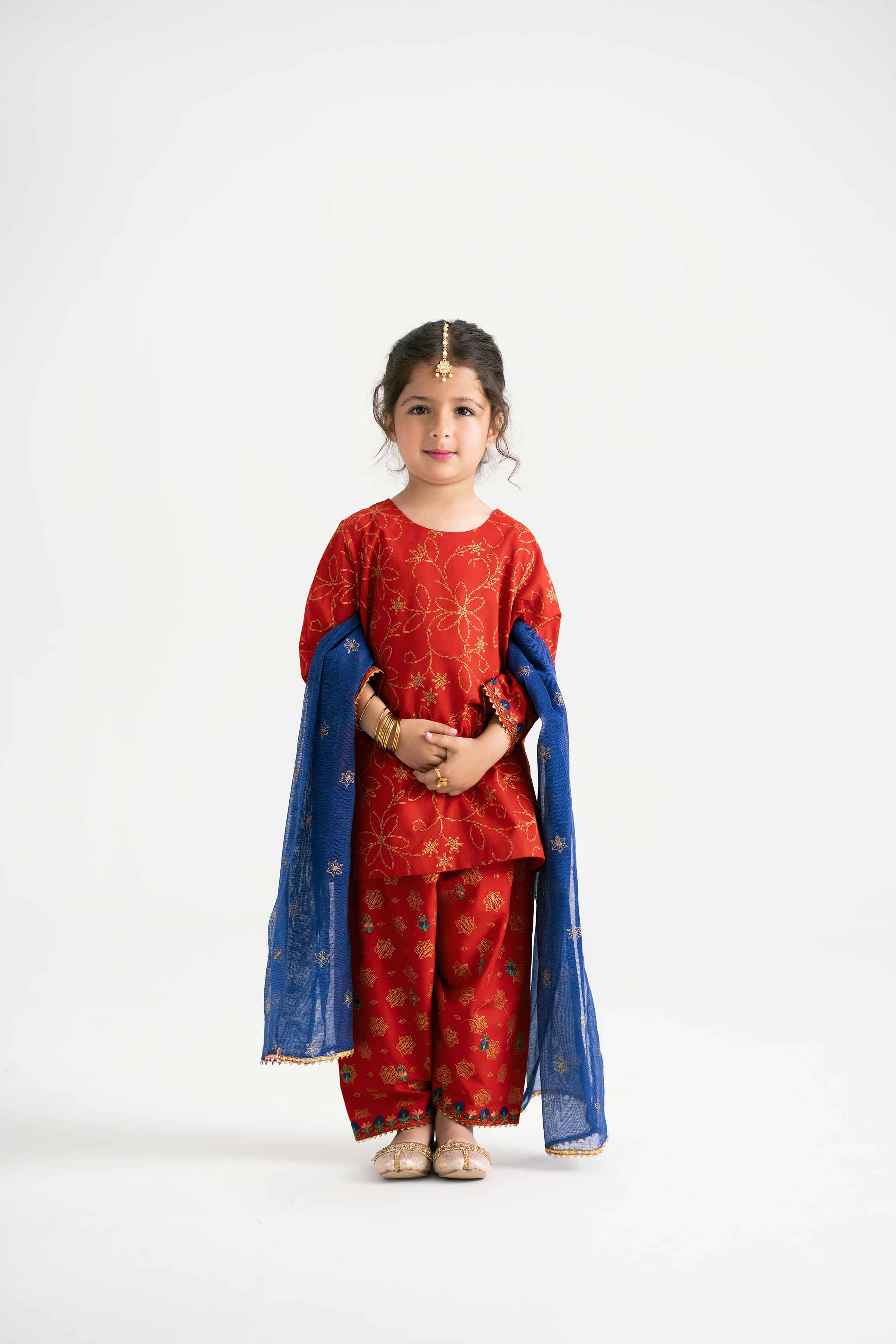 NishatUK - Red Embroidered Lawn 3-piece ready to wear Suit