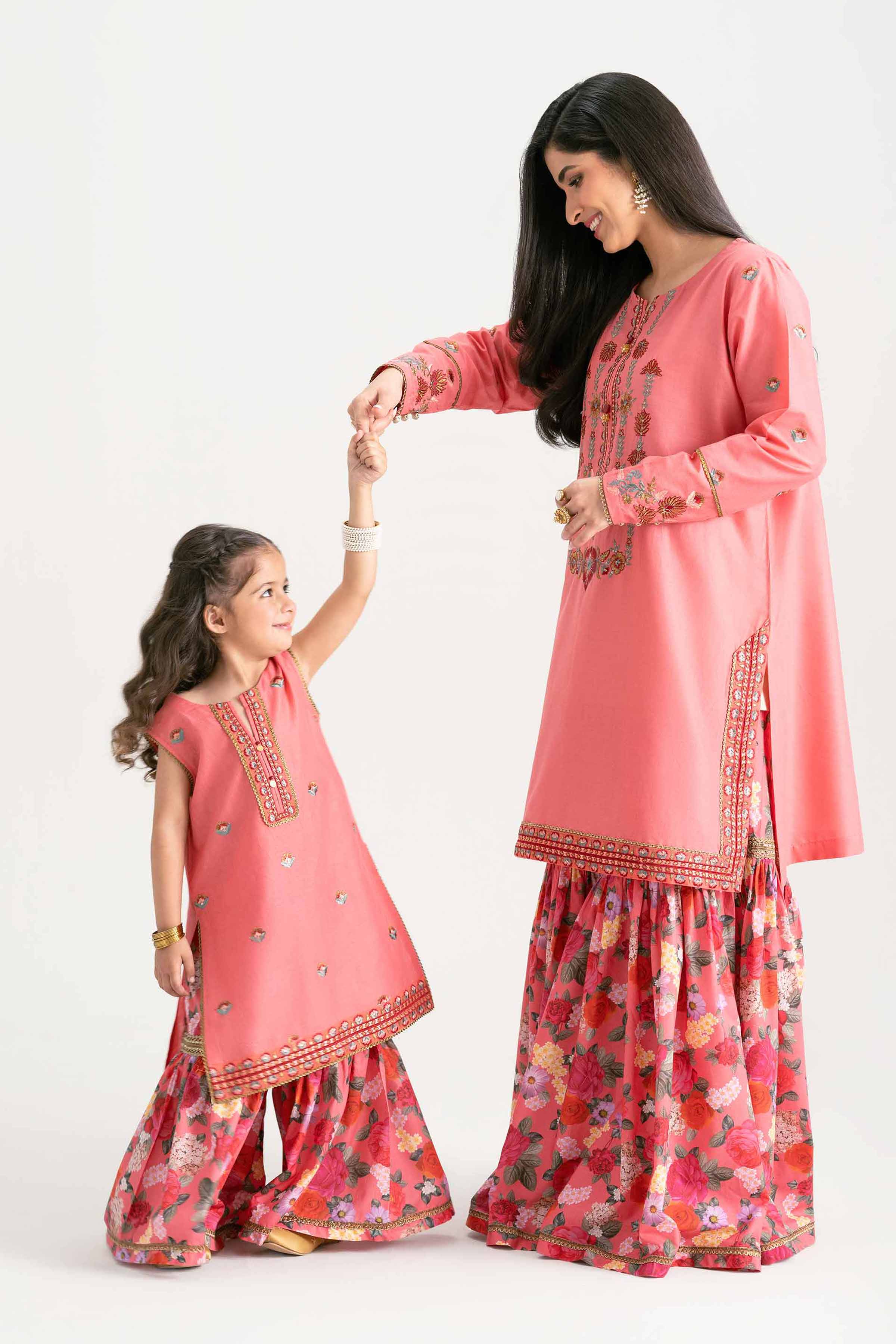 NishatUK - Coral Embroidered Lawn 2-piece ready to wear Dress