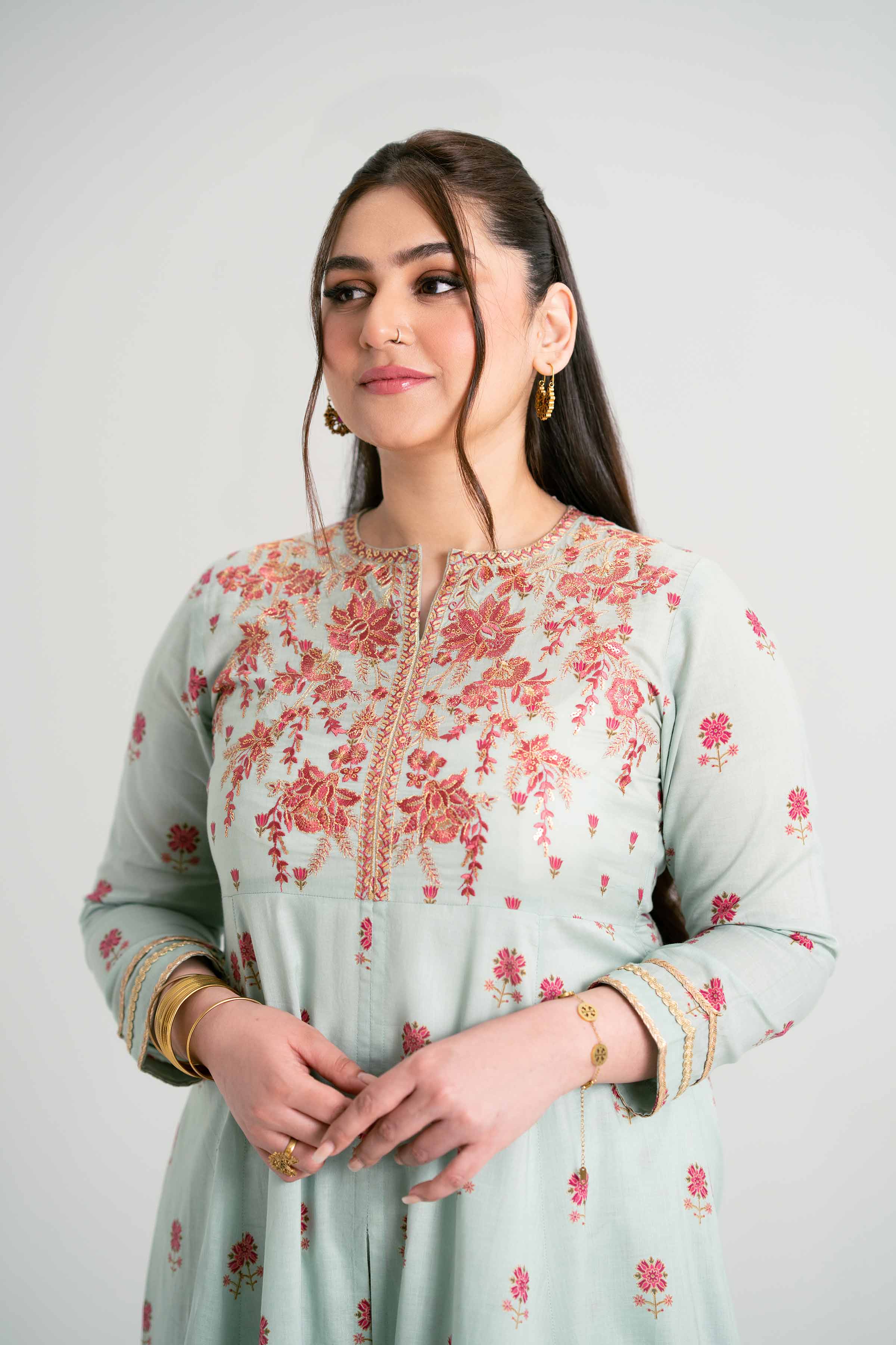 NishatUK - Aqua Embroidered Lawn 2-piece ready to wear Dress