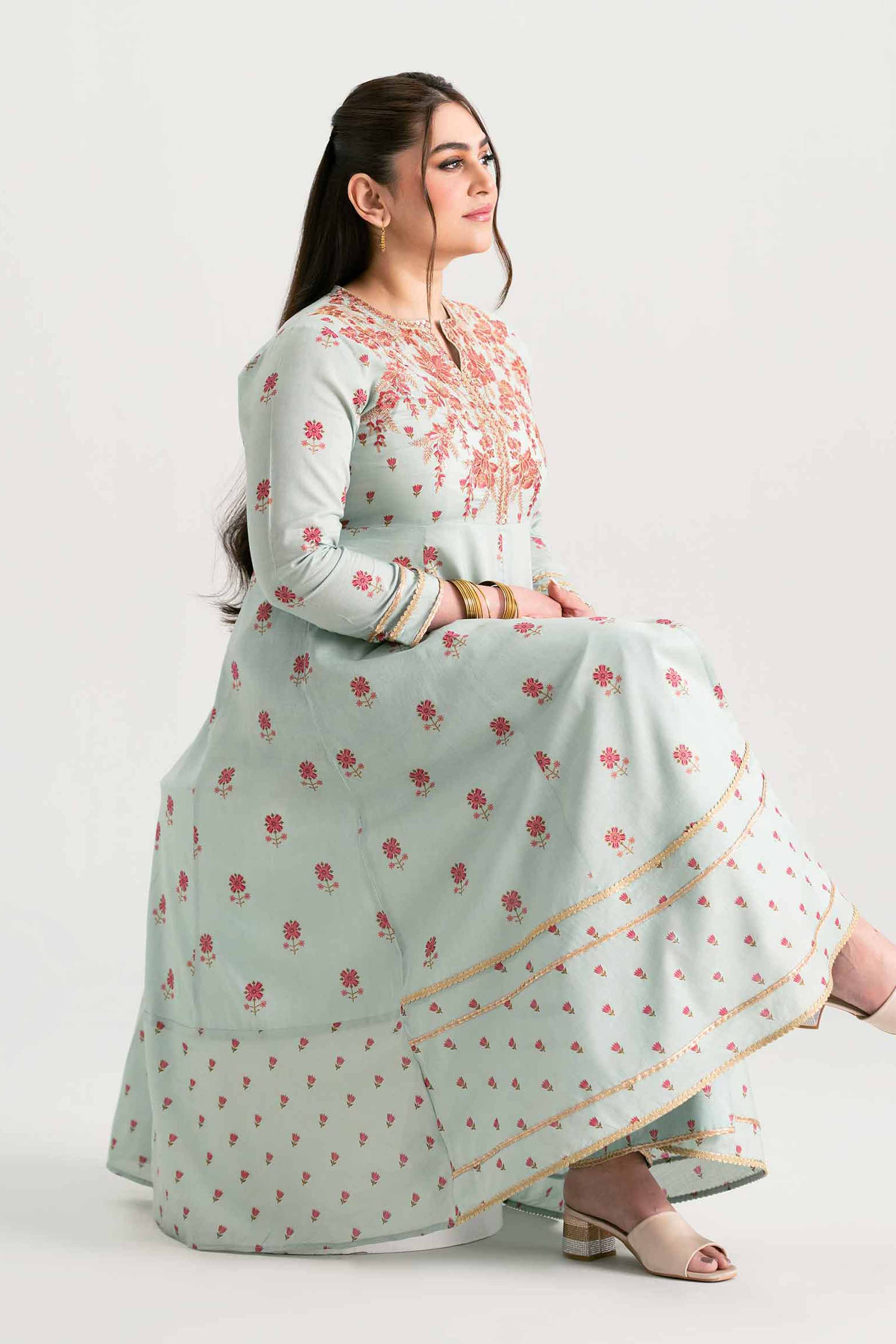 NishatUK - Aqua Embroidered Lawn 2-piece ready to wear Dress