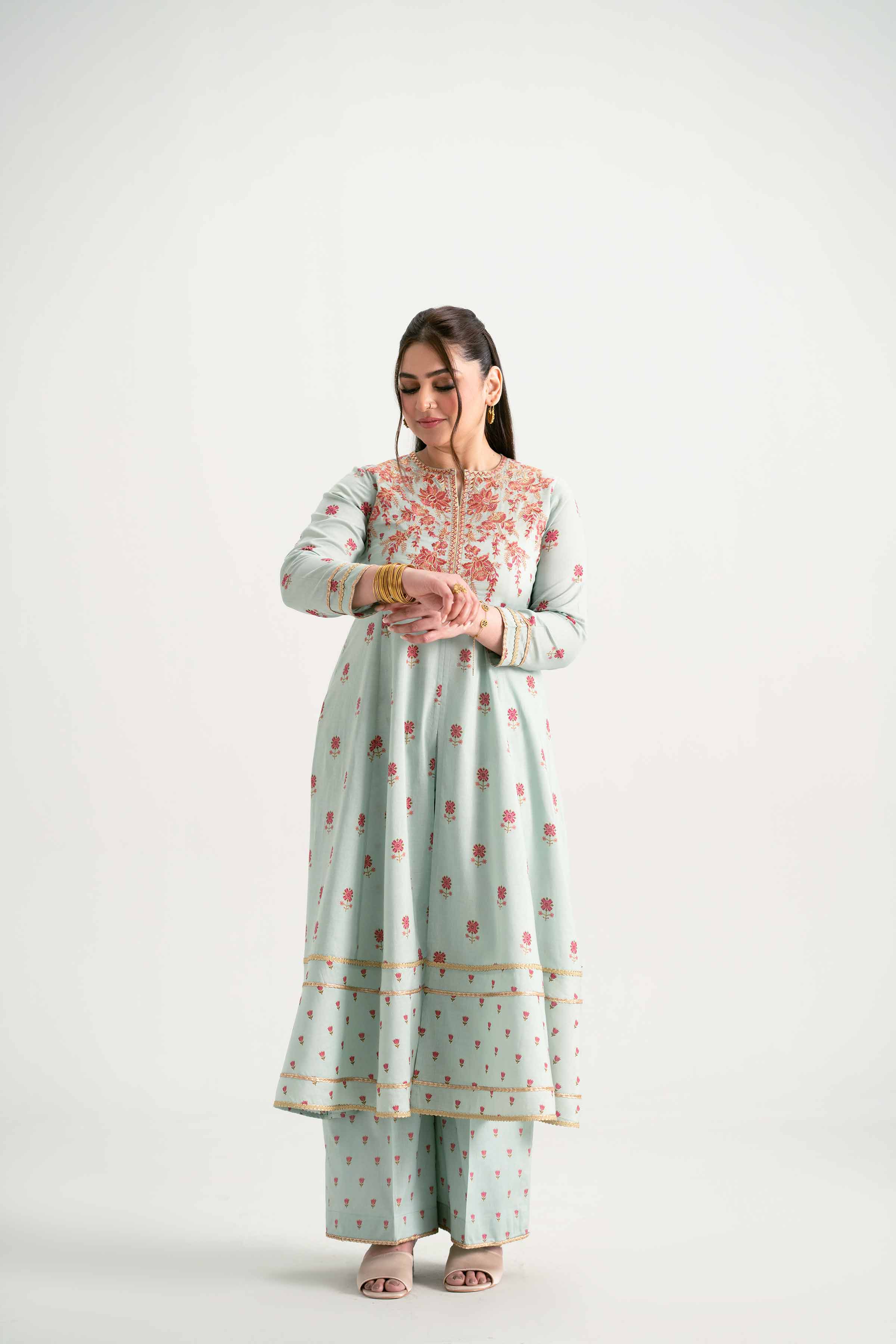 NishatUK - Aqua Embroidered Lawn 2-piece ready to wear Dress