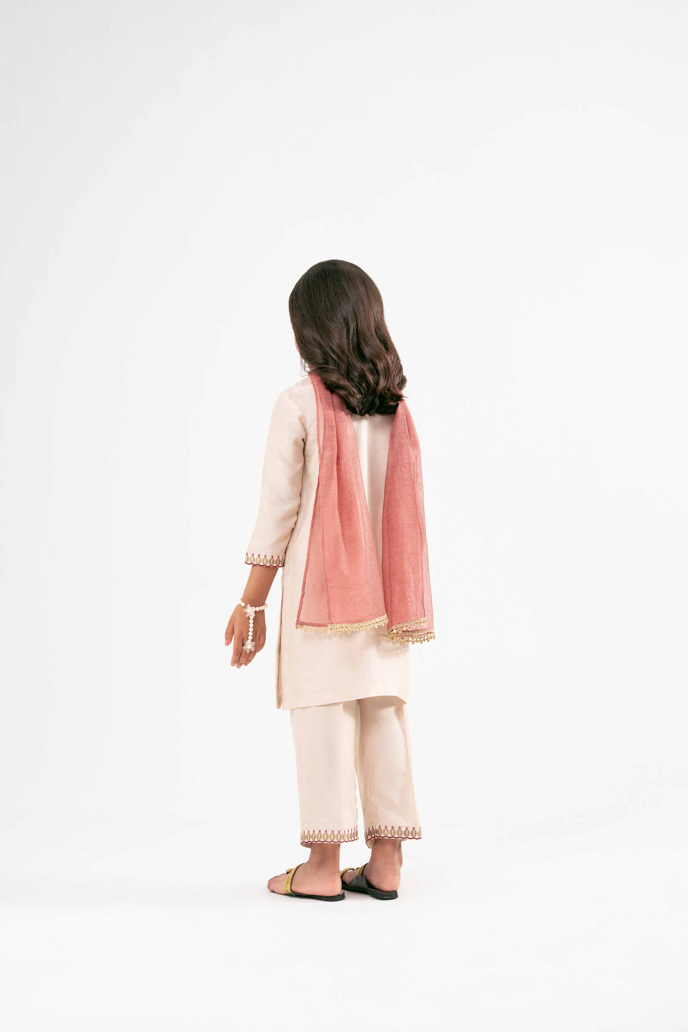 NishatUK - Beige Embroidered Silk 3-piece ready to wear Suit