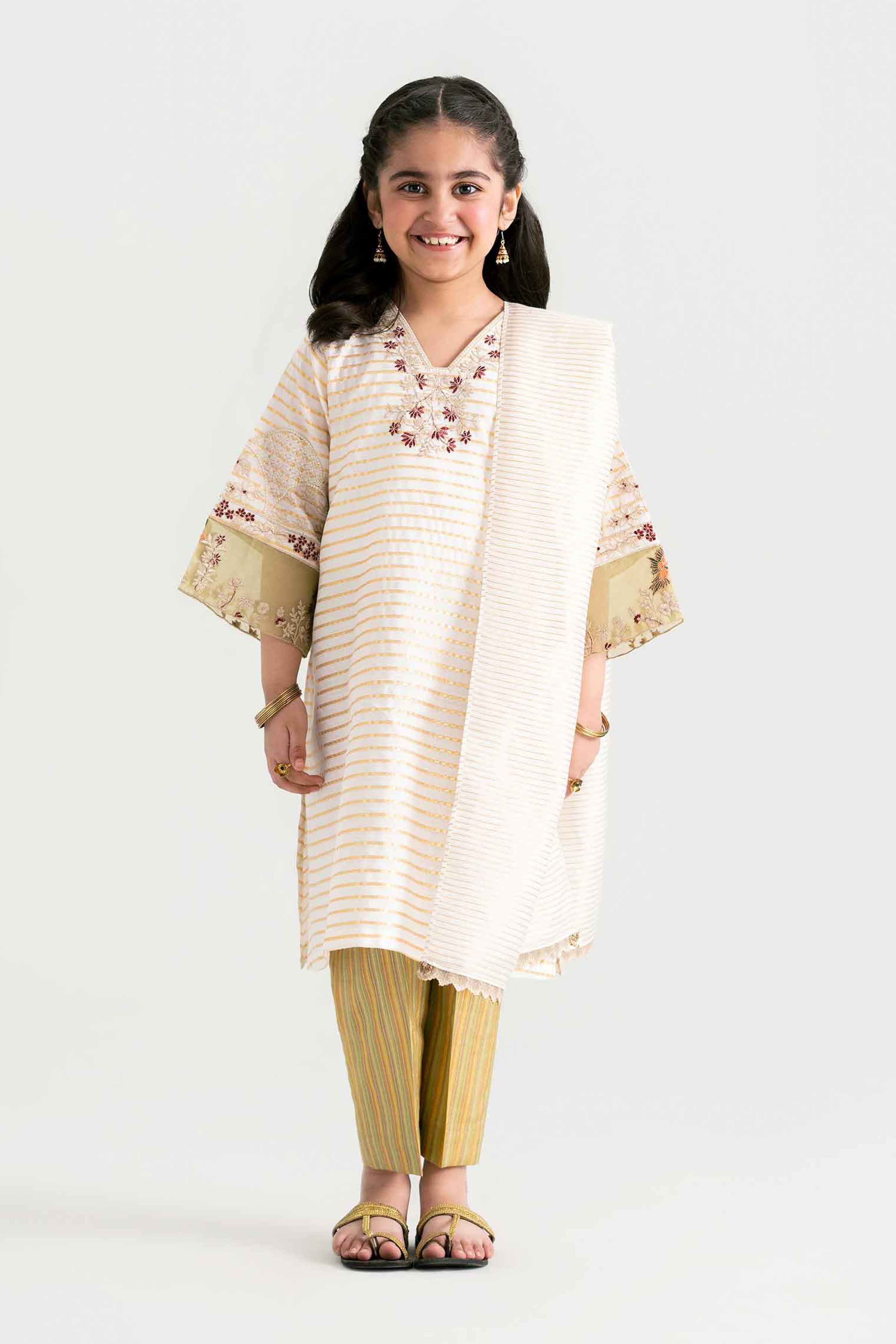 NishatUK - Off White Embroidered Cotton 3-piece ready to wear Suit