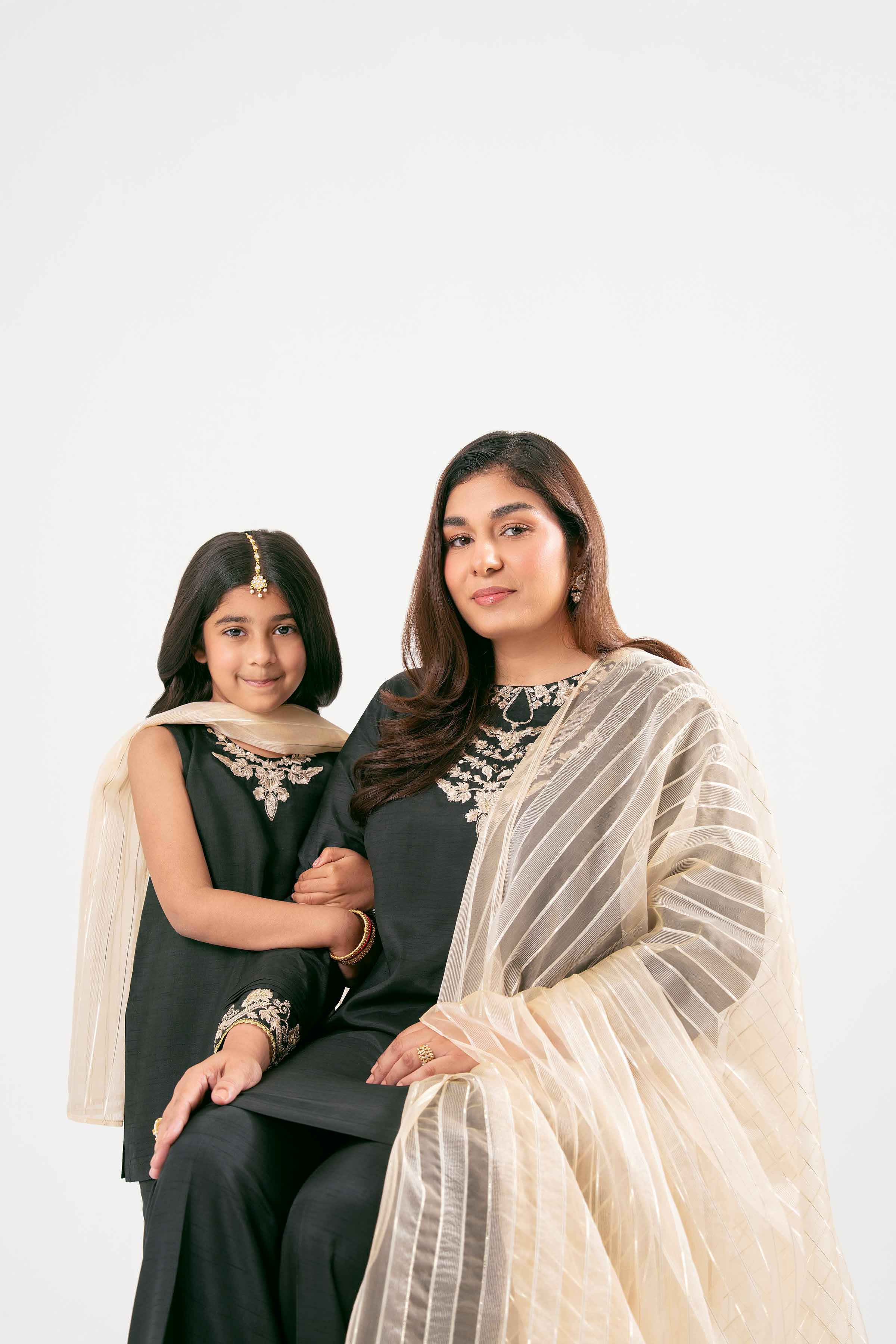 NishatUK - Black Embroidered Silk 3-piece ready to wear Suit