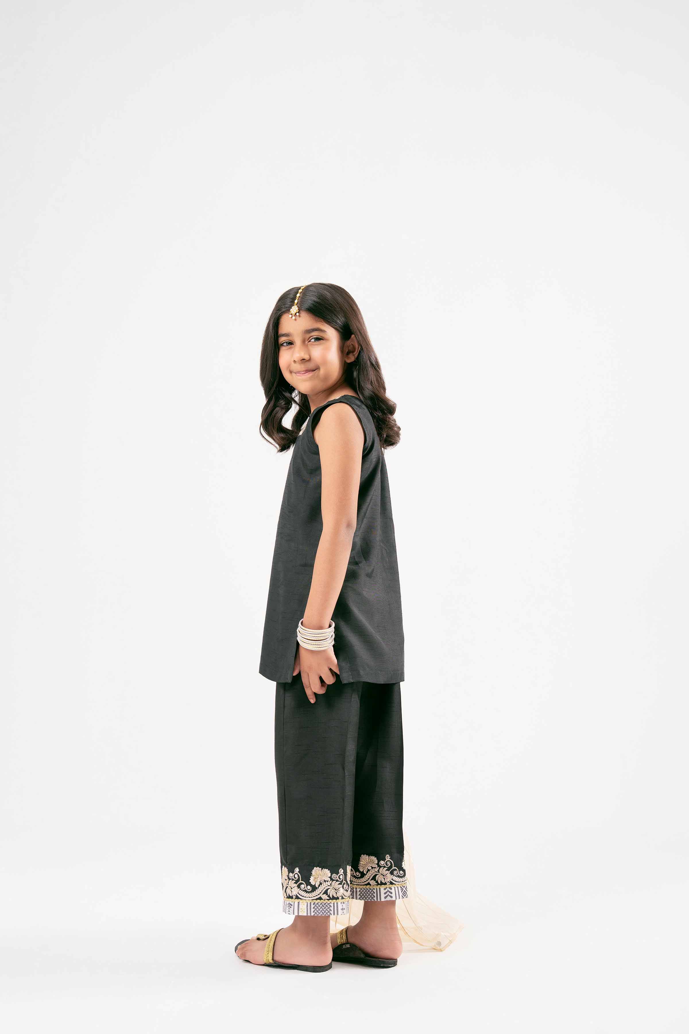 NishatUK - Black Embroidered Silk 3-piece ready to wear Suit