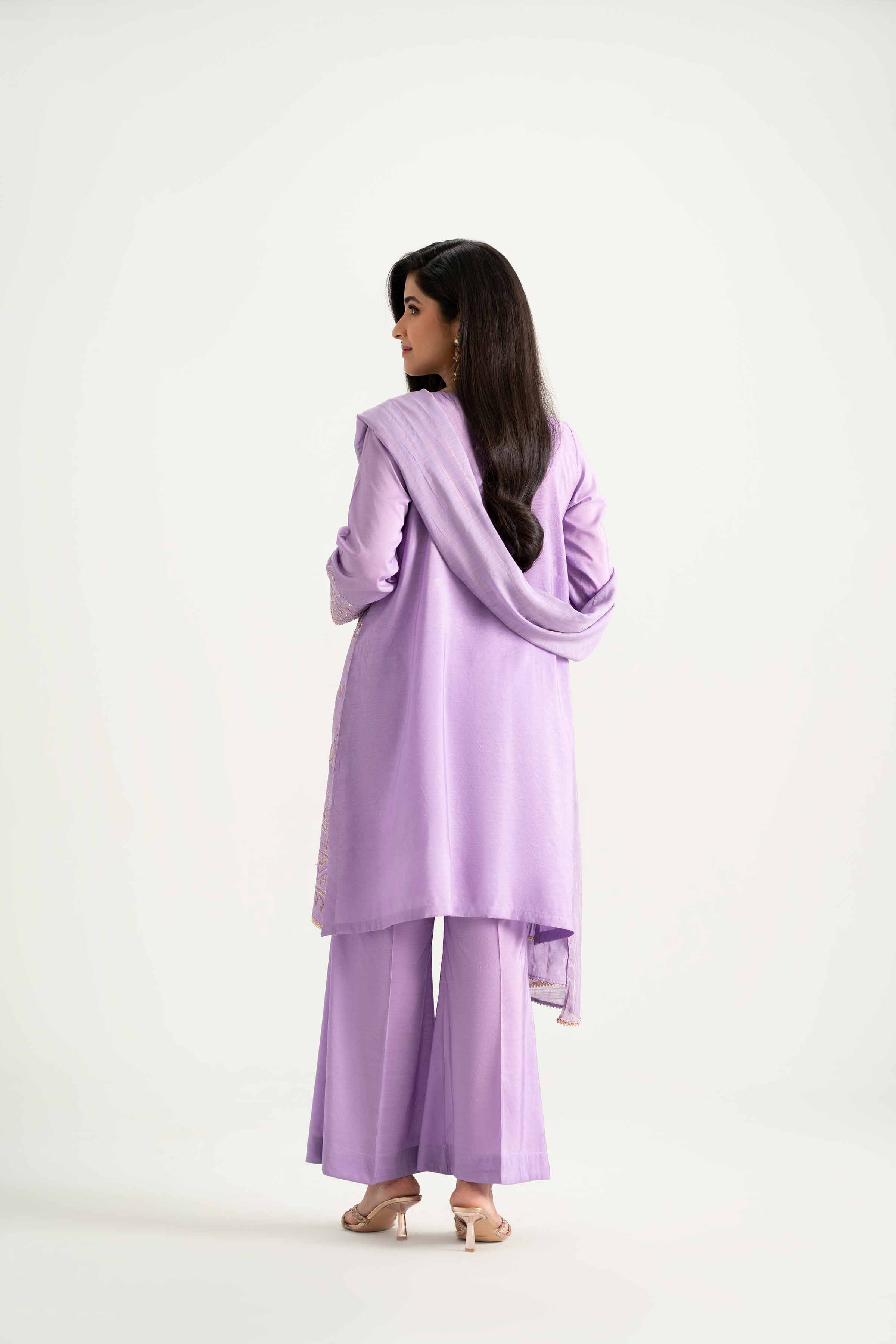 NishatUK - Purple Embroidered Nylon Viscose 3-piece ready to wear Suit