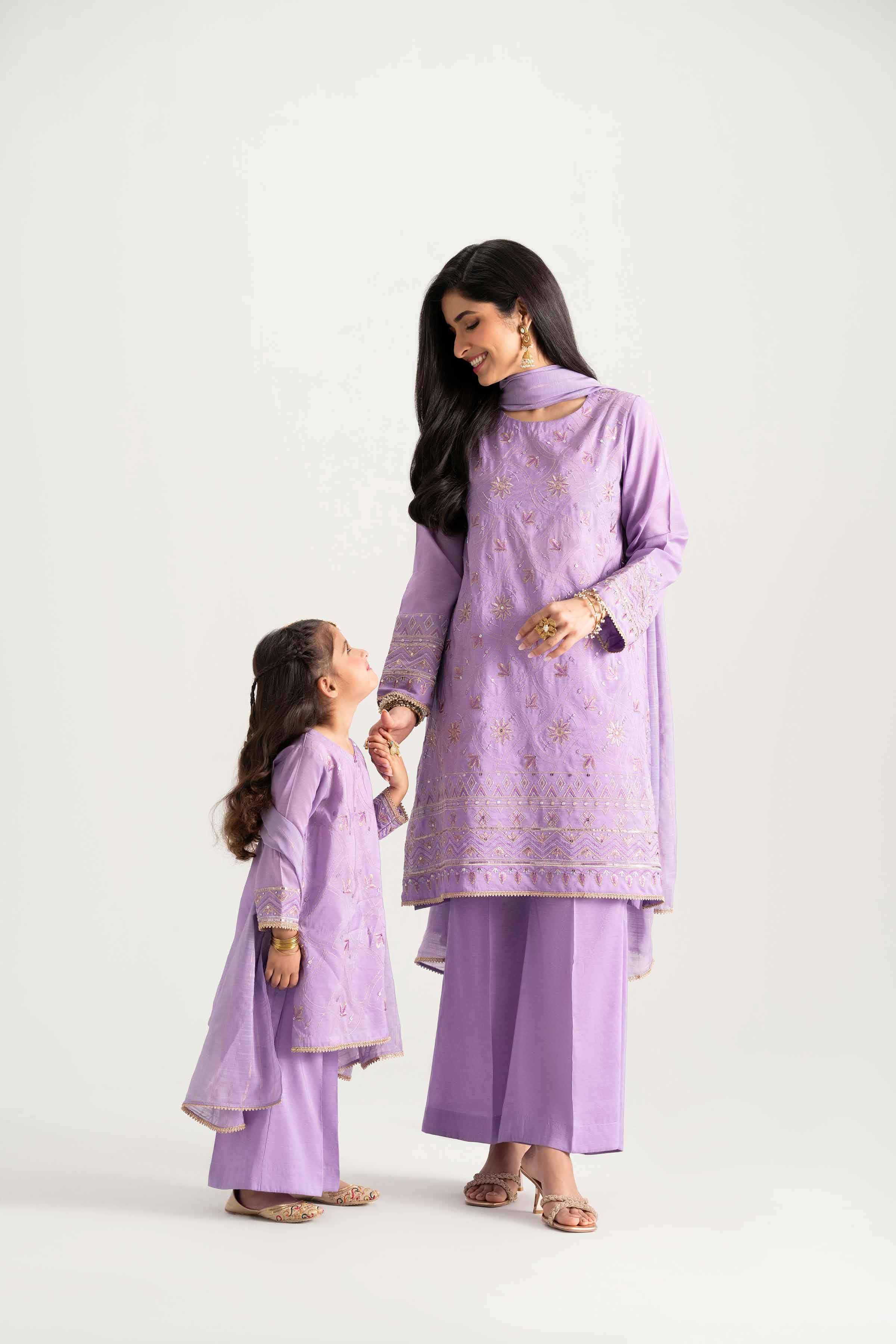 NishatUK - Purple Embroidered Nylon Viscose 3-piece ready to wear Suit