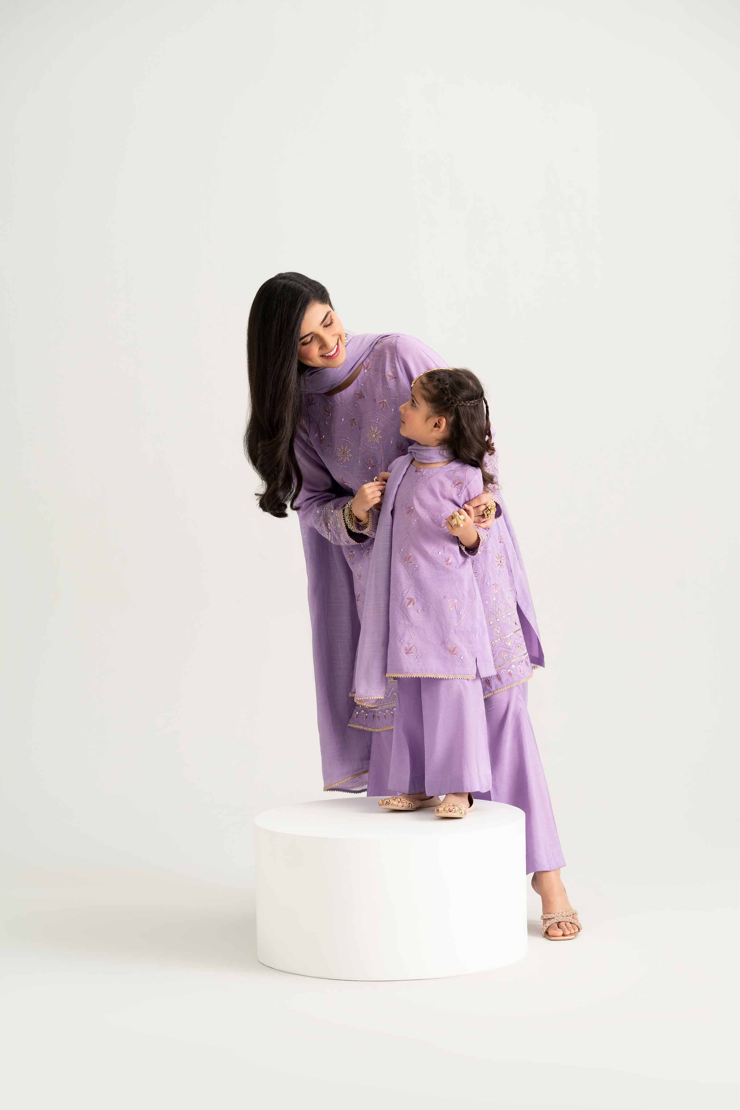 NishatUK - Purple Embroidered Nylon Viscose 3-piece ready to wear Suit