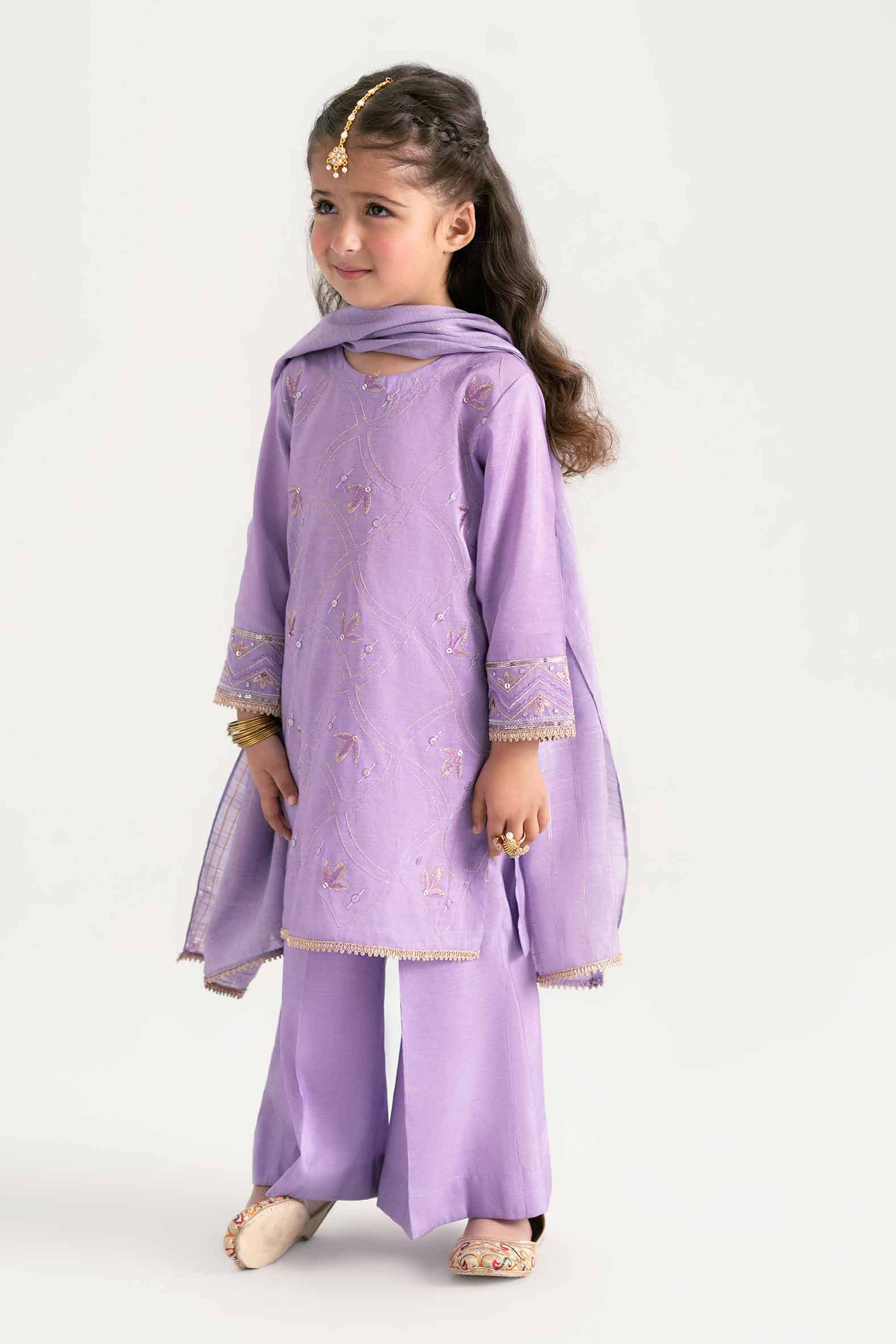 NishatUK - Purple Embroidered Nylon Viscose 3-piece ready to wear Suit