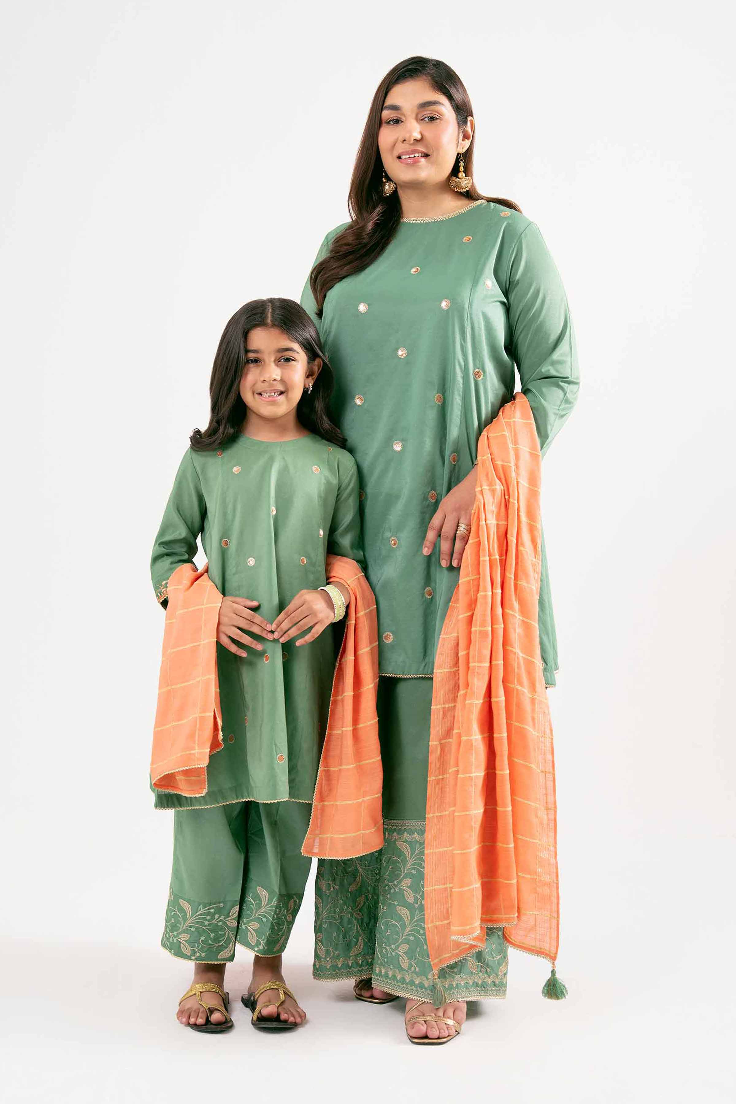 NishatUK - Green Embroidered Nylon Viscose 3-piece ready to wear Suit